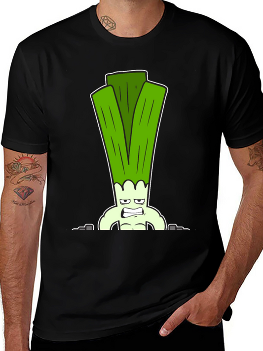 Funny Muscular Leek Graphic T-Shirt