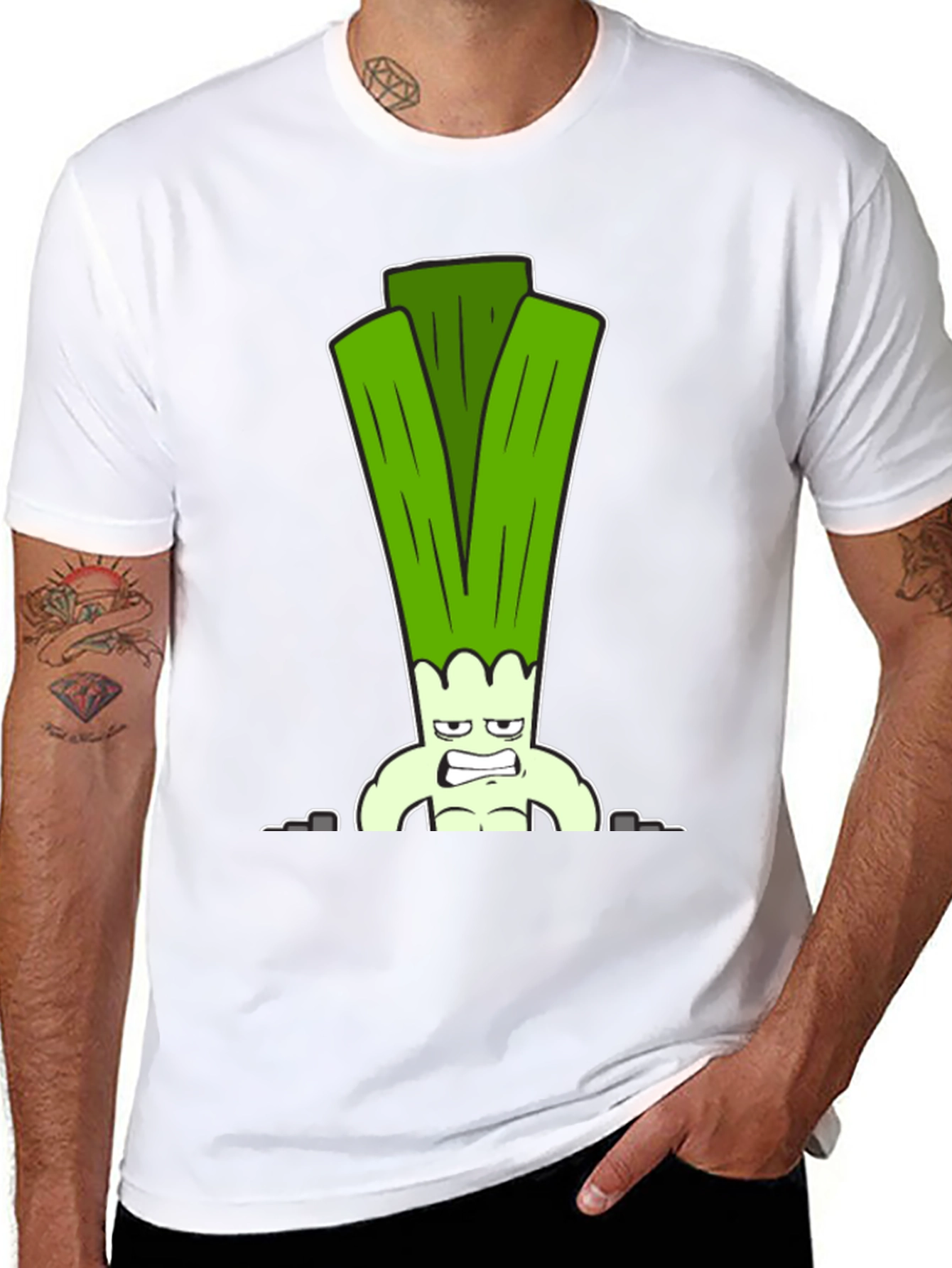 Funny Muscular Leek Graphic T-Shirt