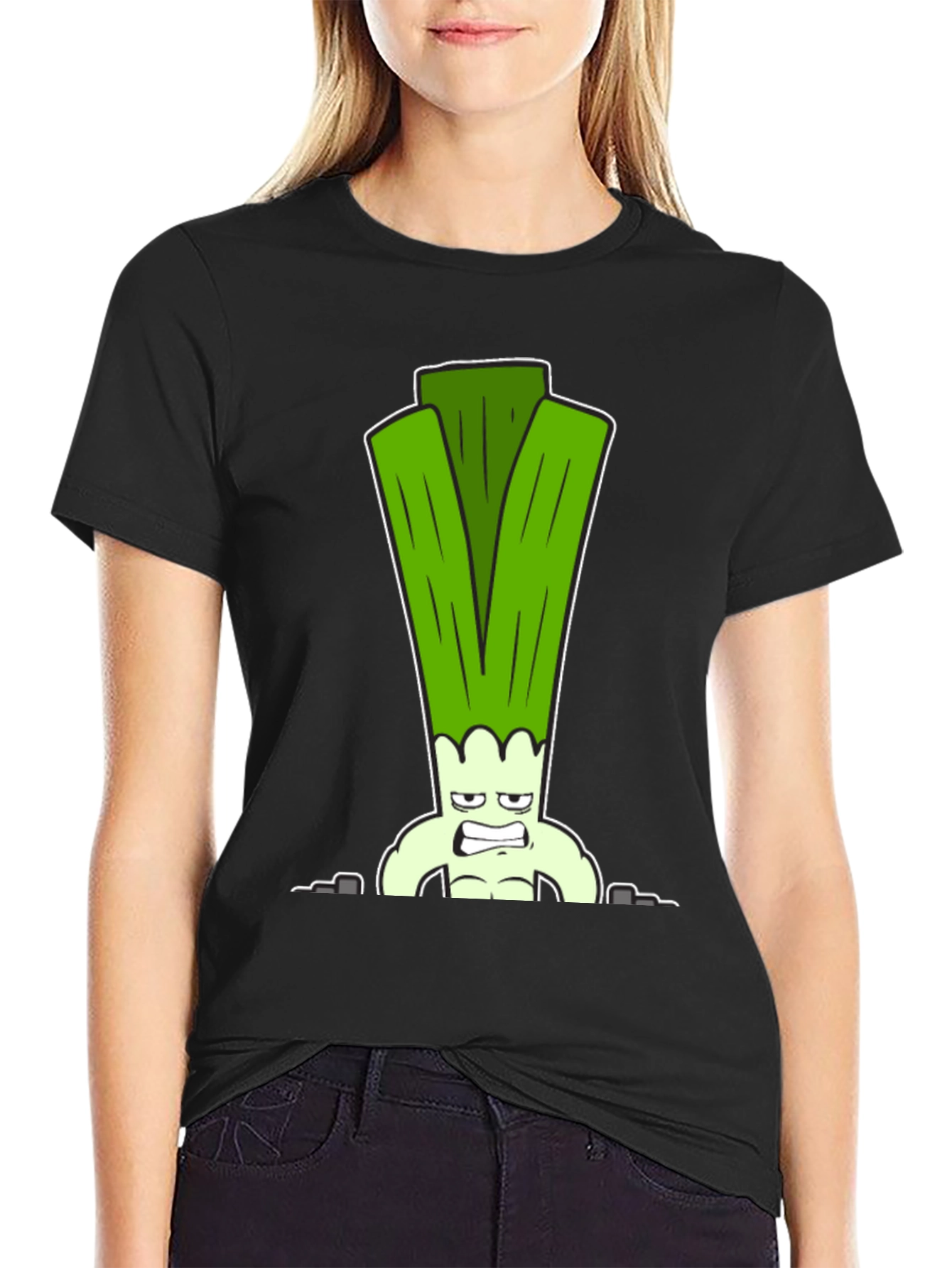 Funny Muscular Leek Graphic T-Shirt