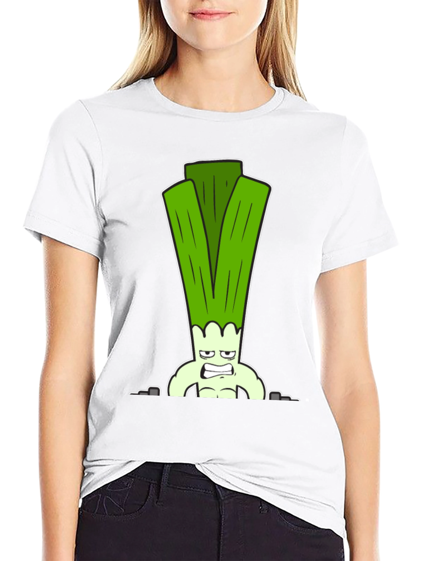 Funny Muscular Leek Graphic T-Shirt