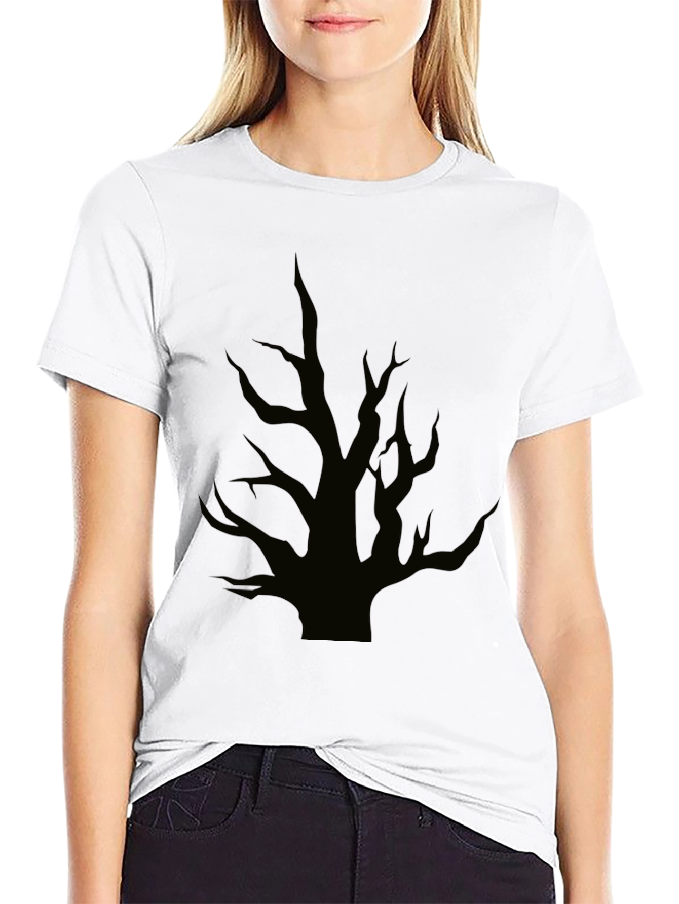 Mens Black Halloween Tree Graphic Tee