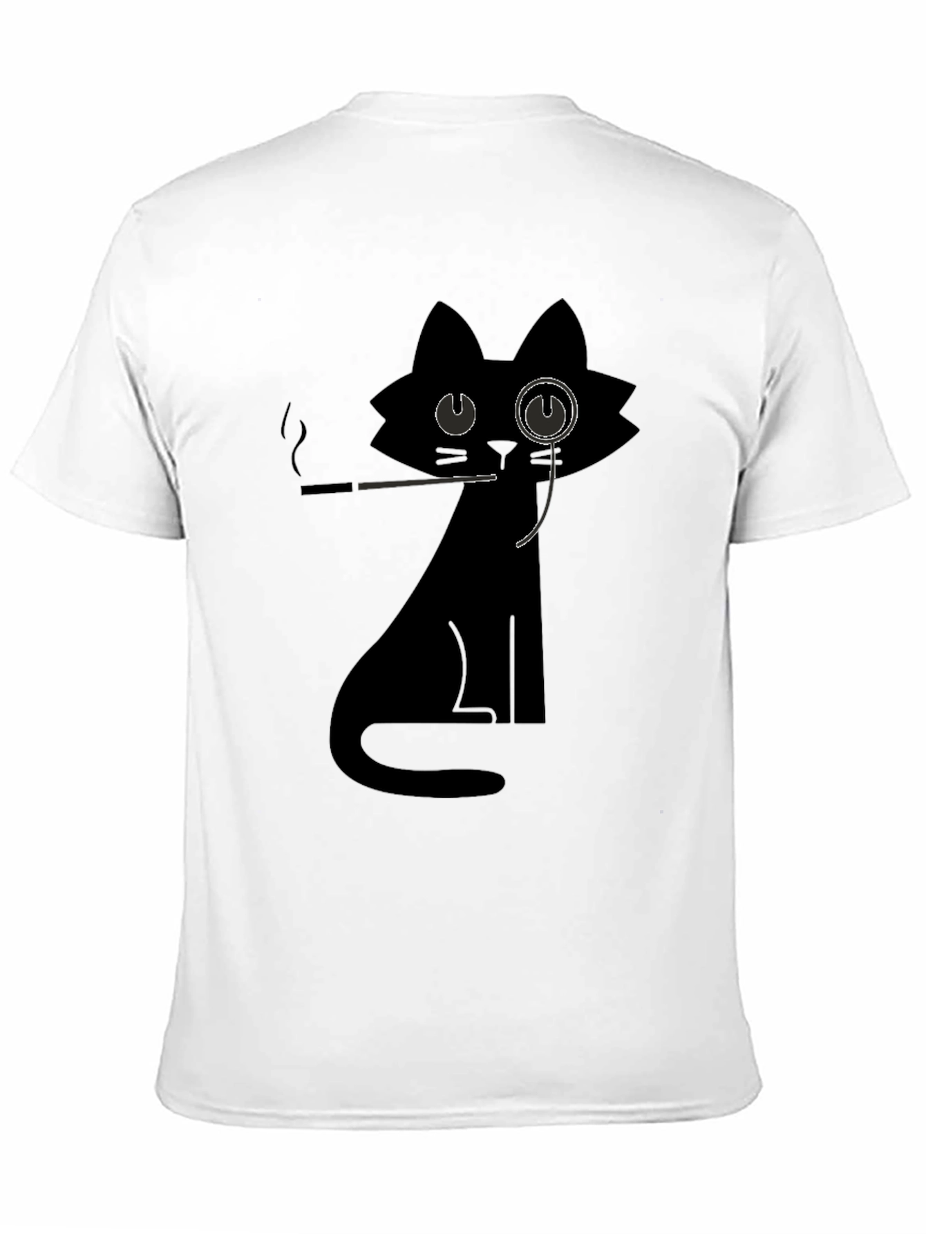 Dapper Cat T-Shirt - Black Monocle Smoking Design