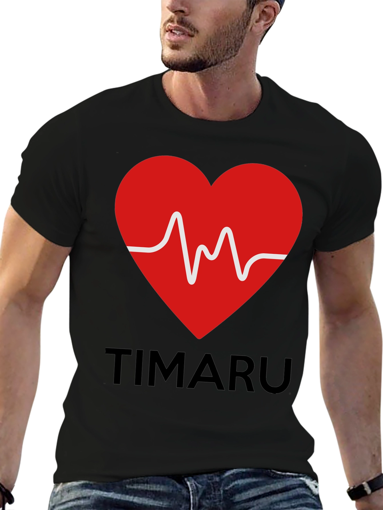 Timaru Heartbeat Graphic T-Shirt - Black