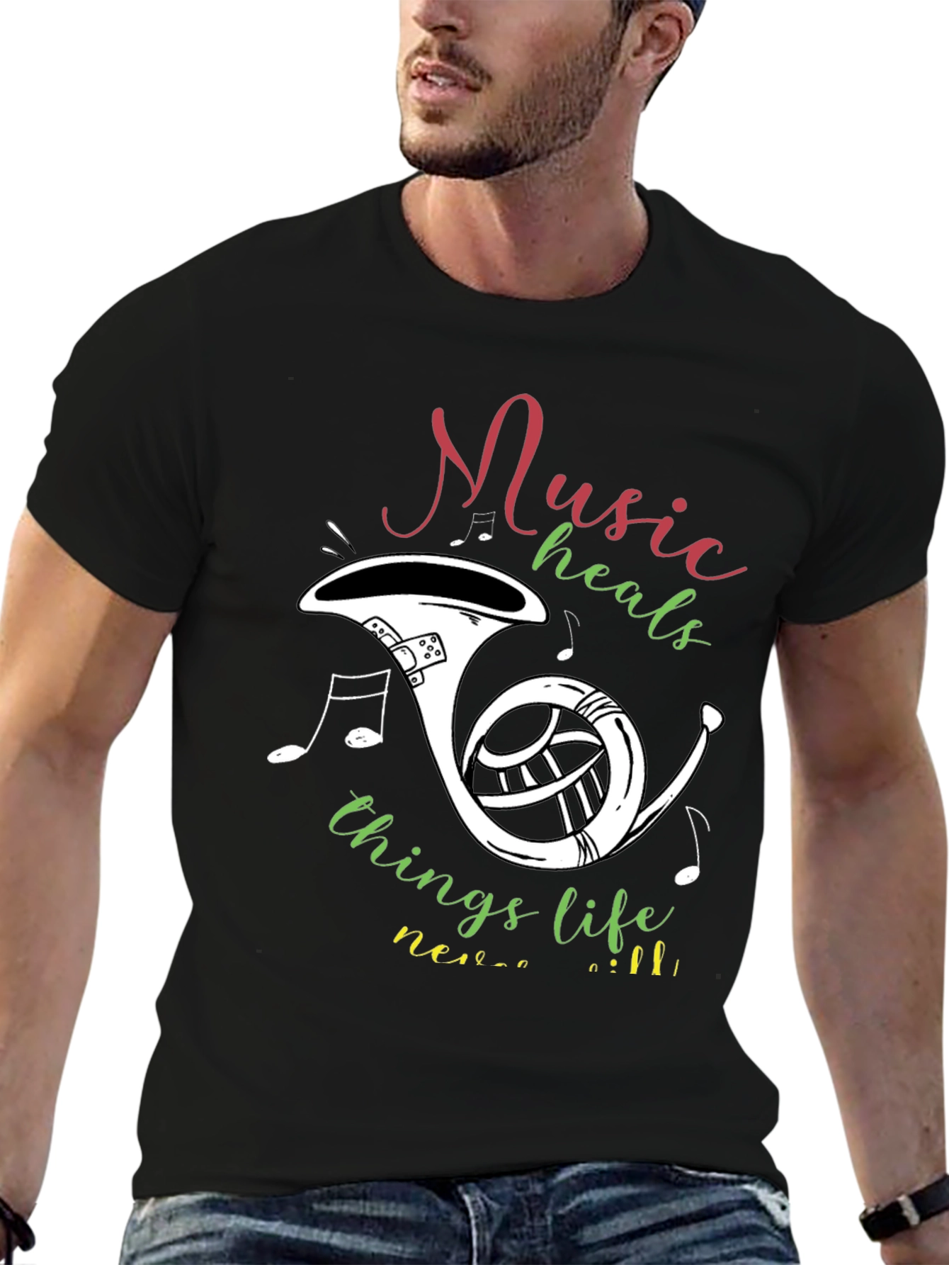 Music Heals T-Shirt - Musical Instrument Graphic Tee