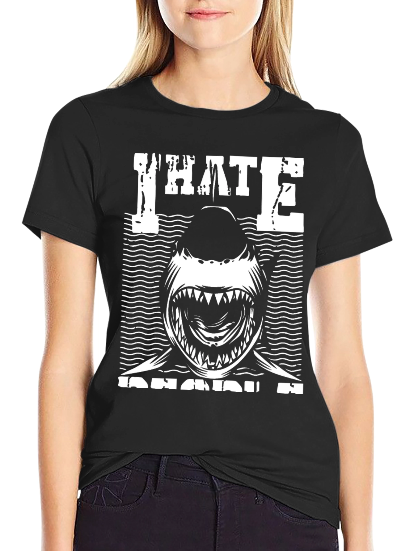 I Hate Sharks Graphic Tee - Novelty Mens T-Shirt