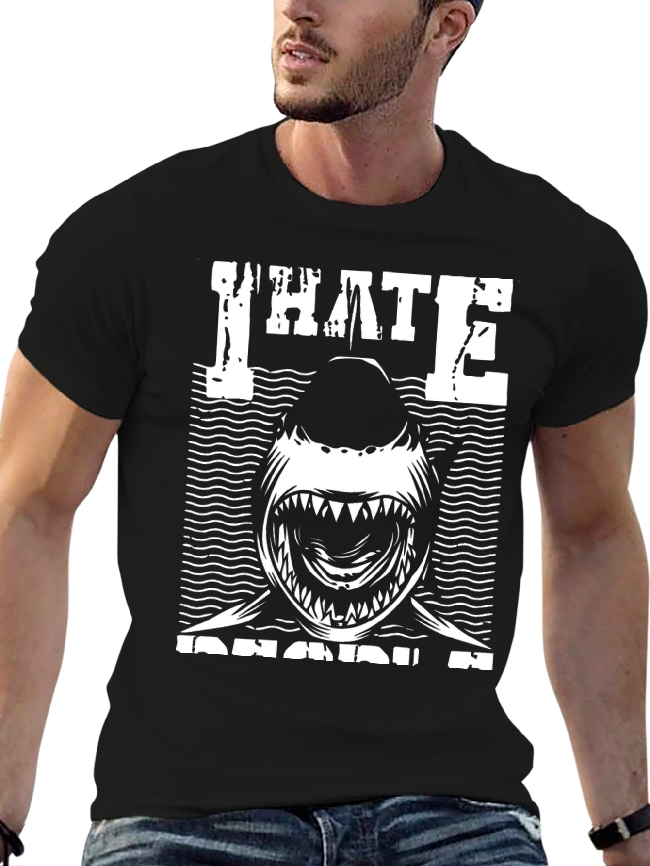 I Hate Sharks Graphic Tee - Novelty Mens T-Shirt