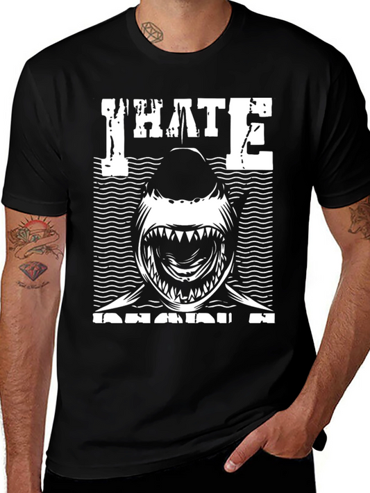 I Hate Sharks Graphic Tee - Novelty Mens T-Shirt