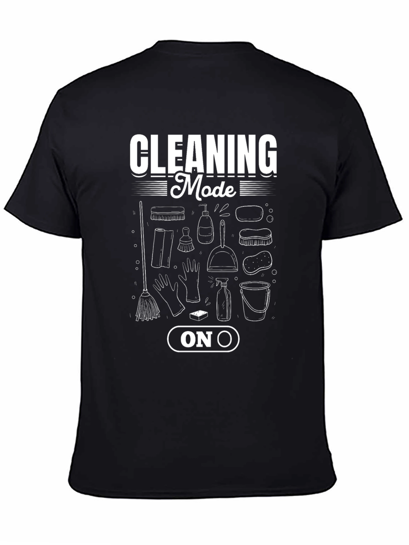 Cleaning Mode On T-Shirt - Black Graphic Tee