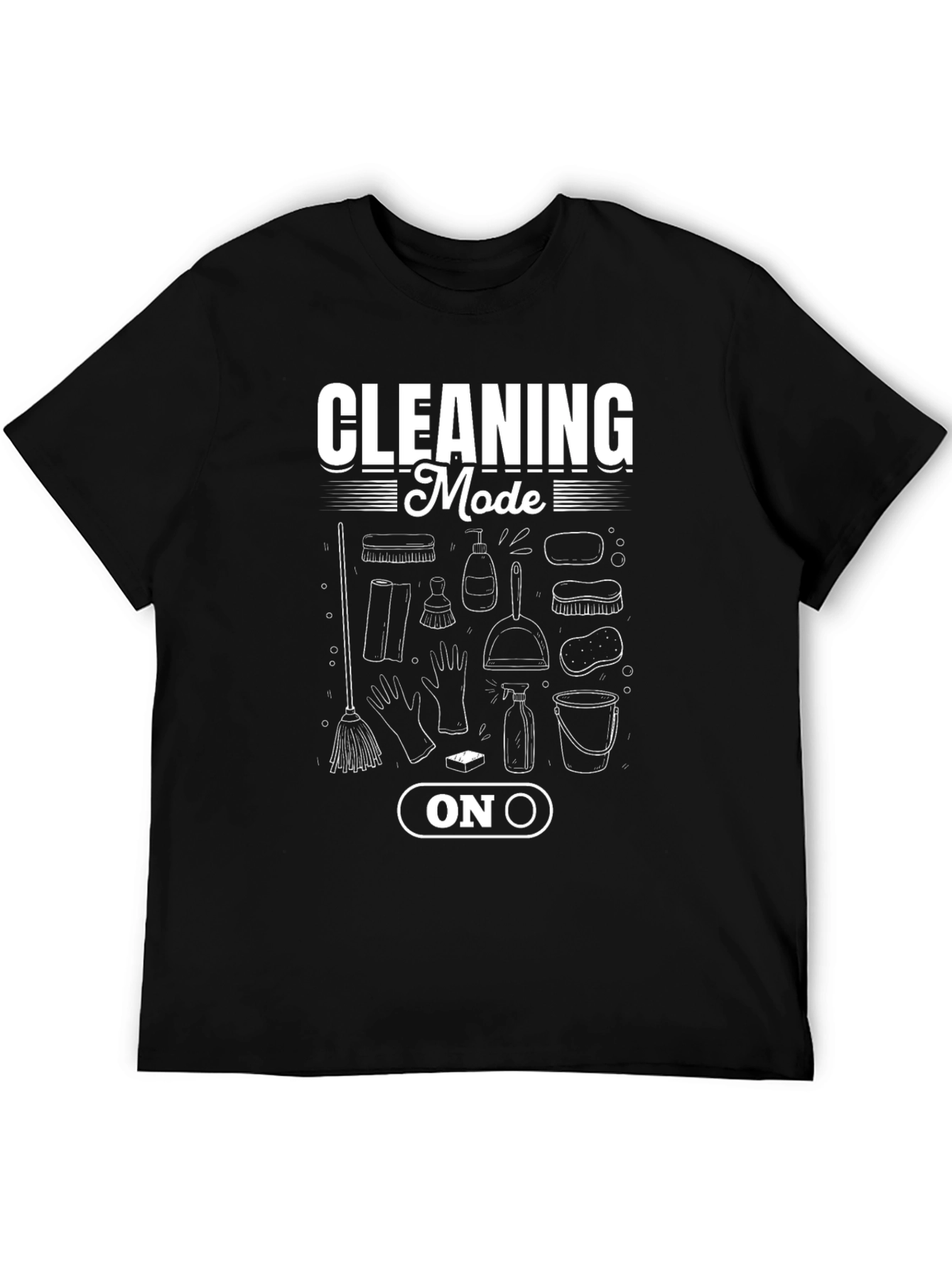 Cleaning Mode On T-Shirt - Black Graphic Tee