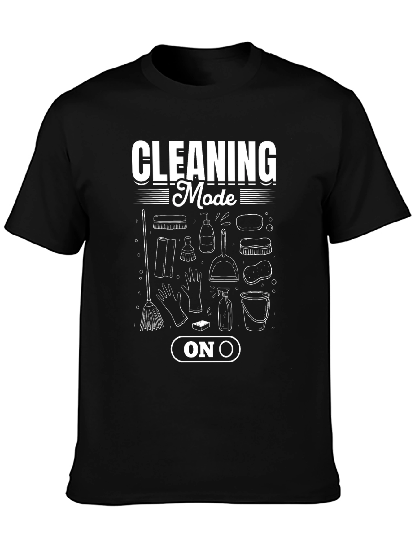 Cleaning Mode On T-Shirt - Black Graphic Tee