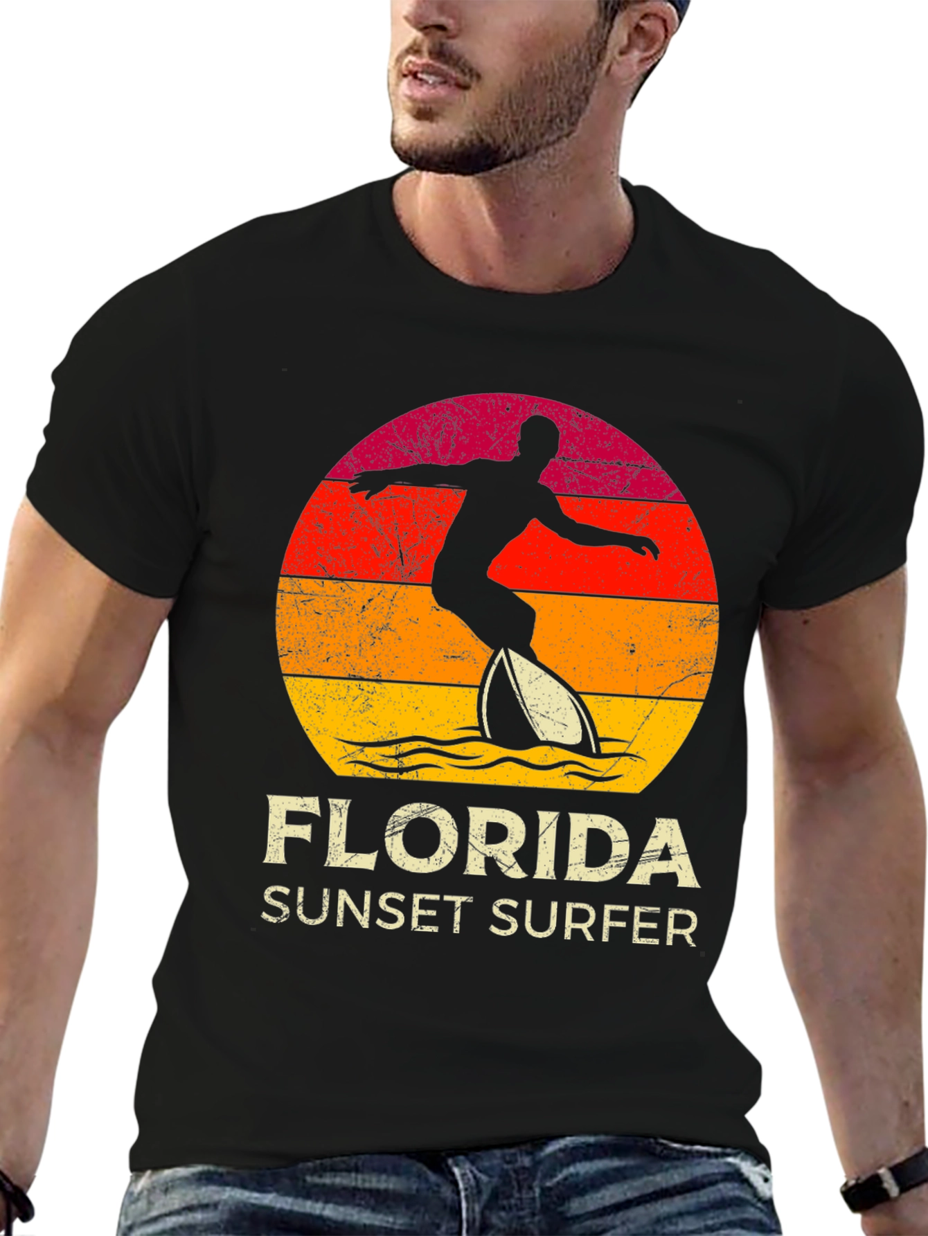 Florida Sunset Surfer Graphic Tee