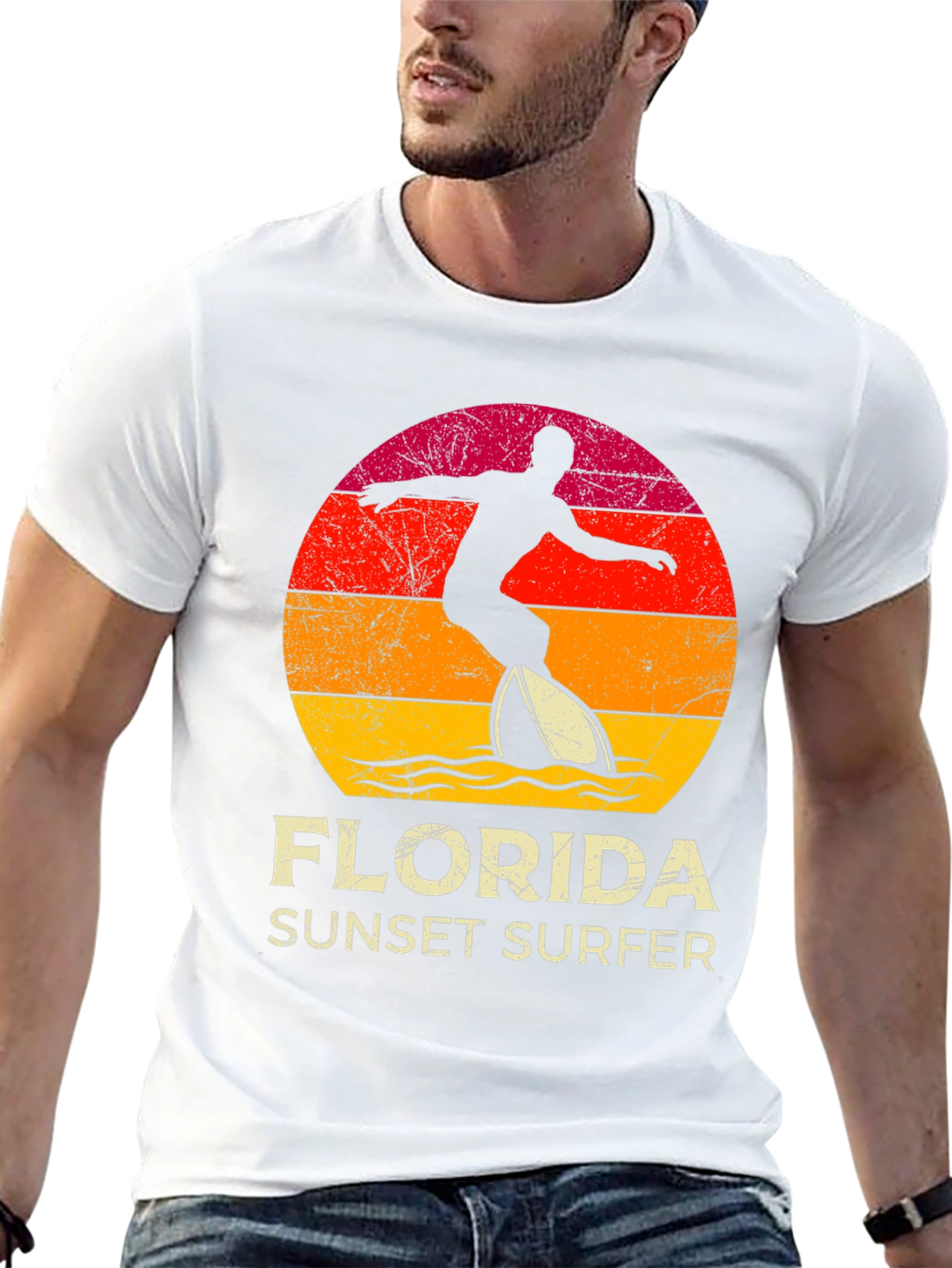 Florida Sunset Surfer Graphic Tee