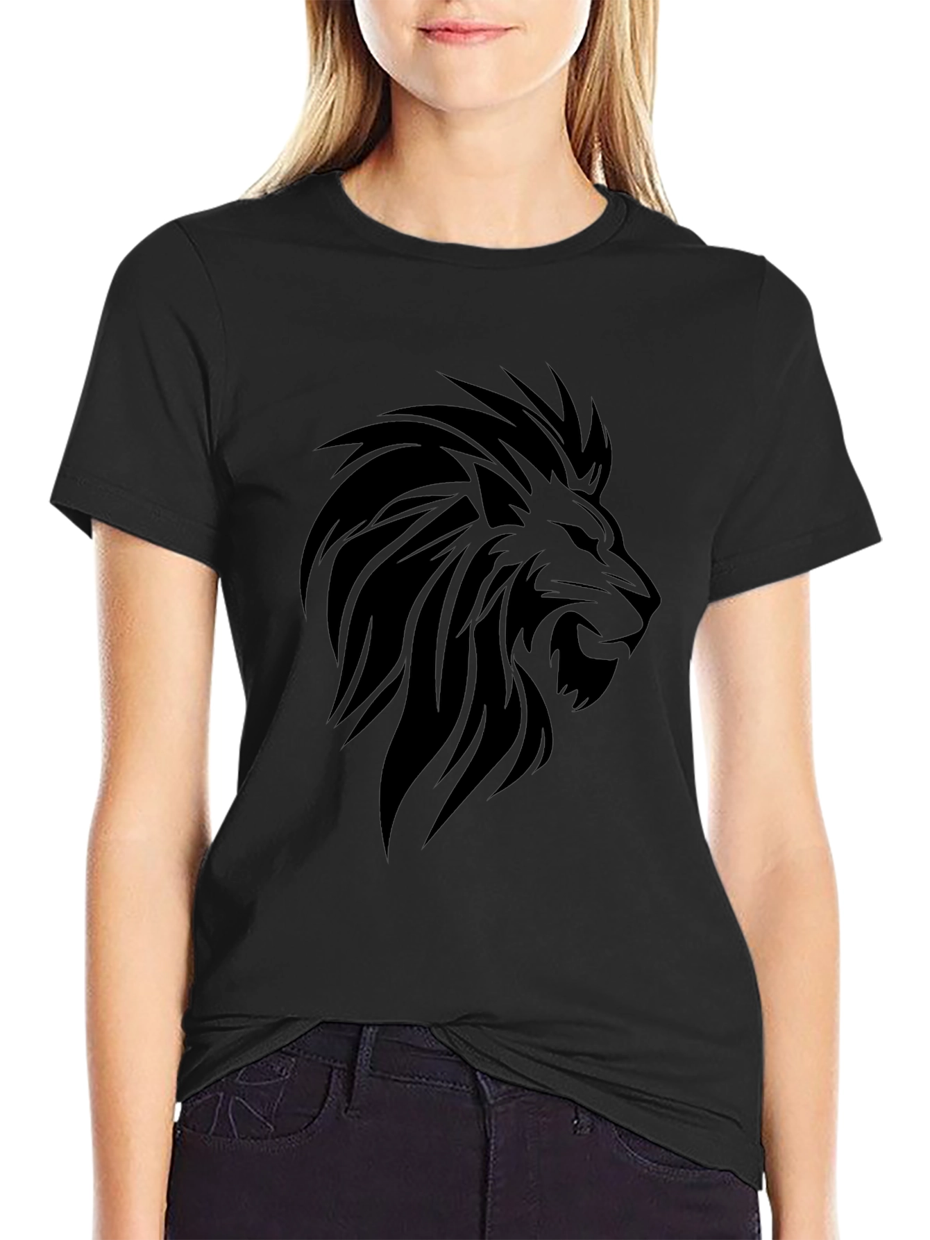 Lion Head Graphic Tee - Mens Black T-Shirt