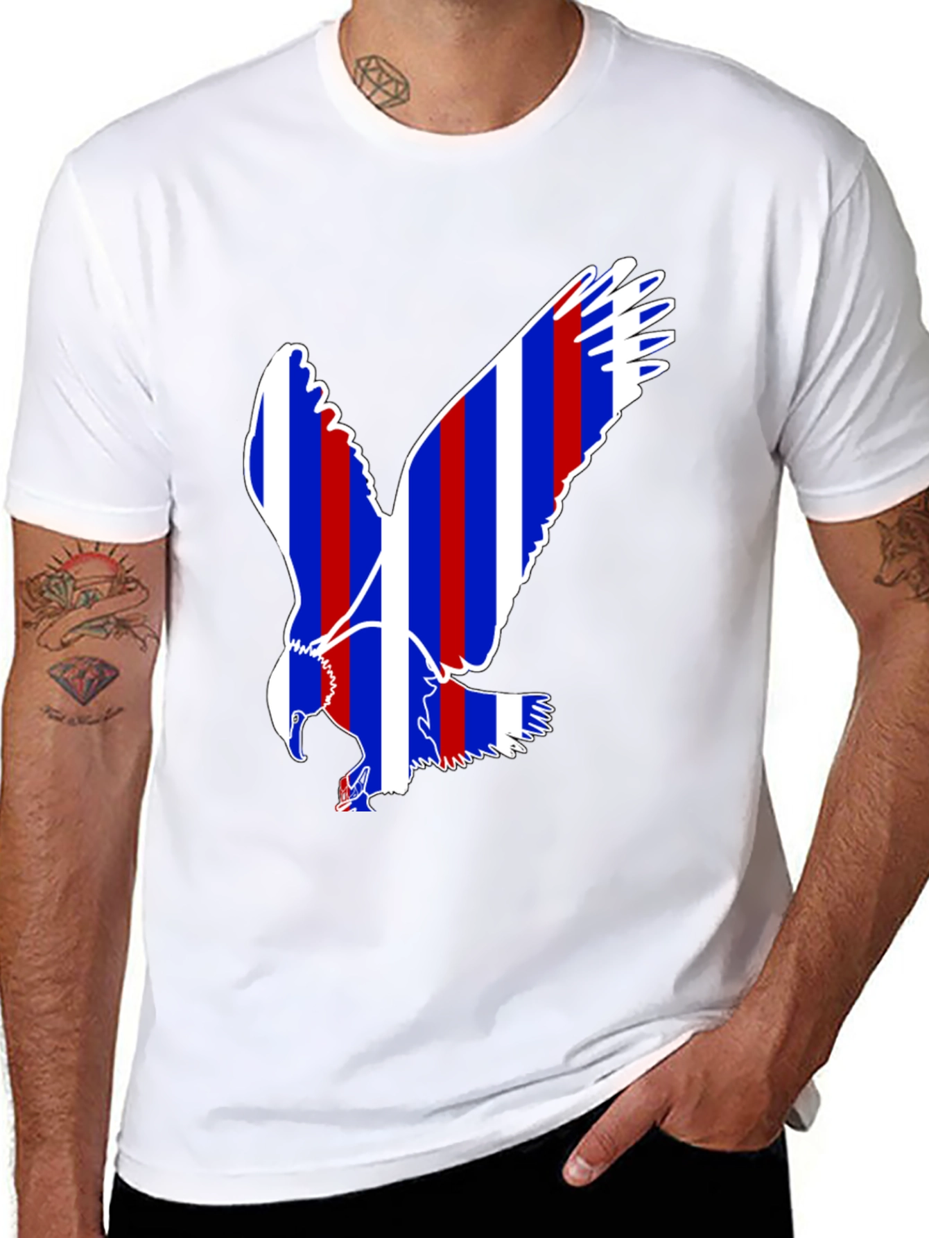 Patriotic Eagle Graphic T-Shirt - Bold Stripes