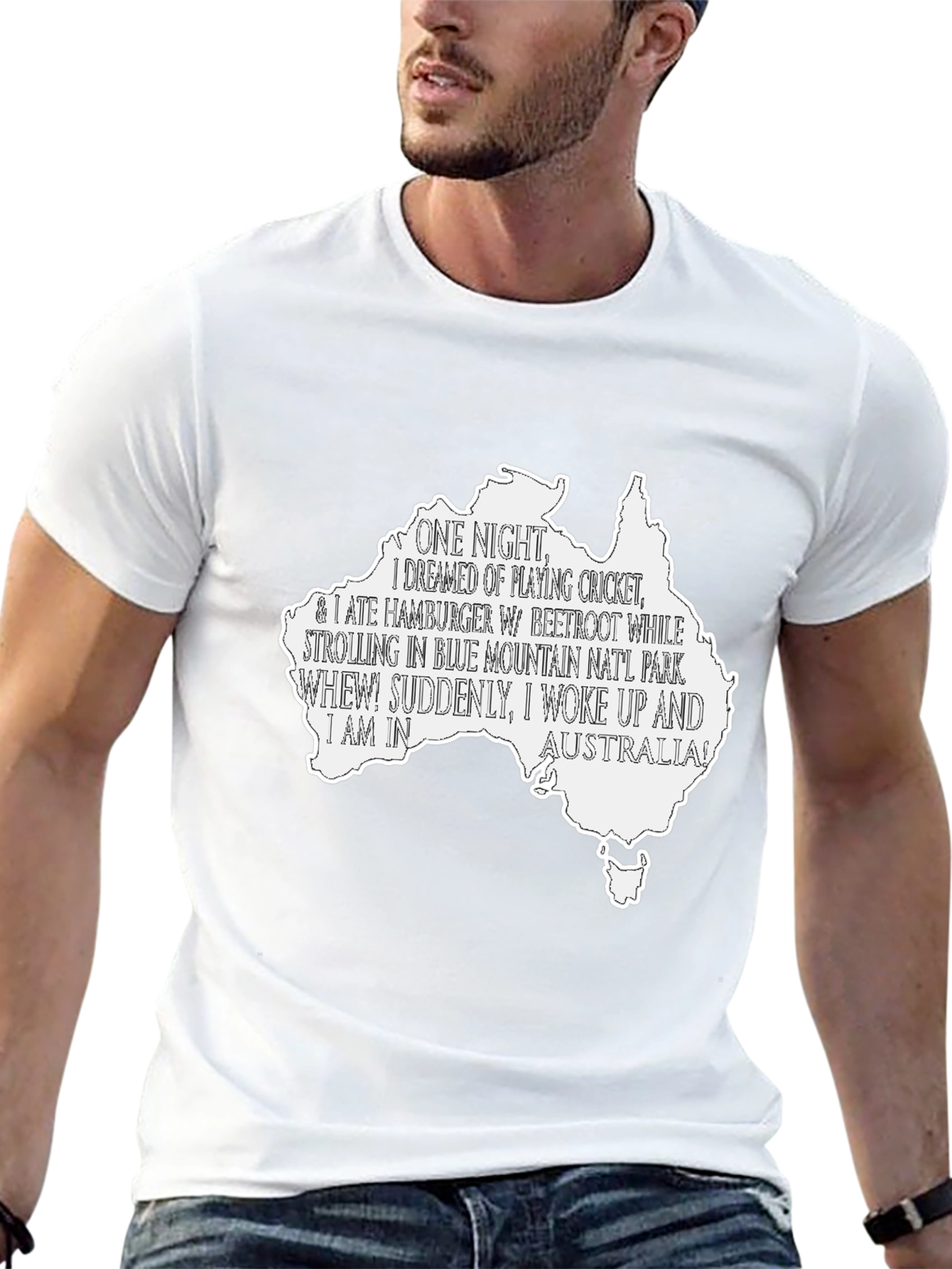 Australia Dream T-Shirt - Cricket Beetroot & Blue Mountains!