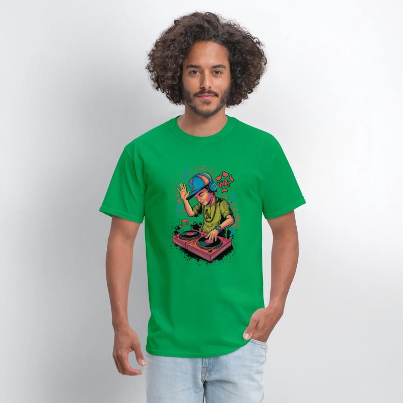 dj turntable boy illustration with vibe