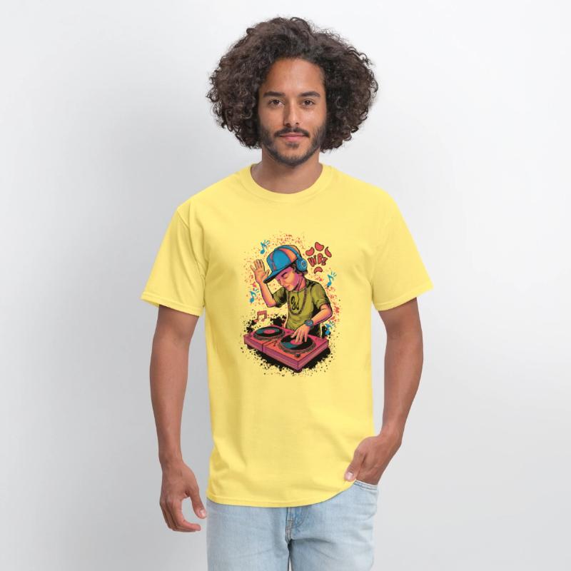 dj turntable boy illustration with vibe