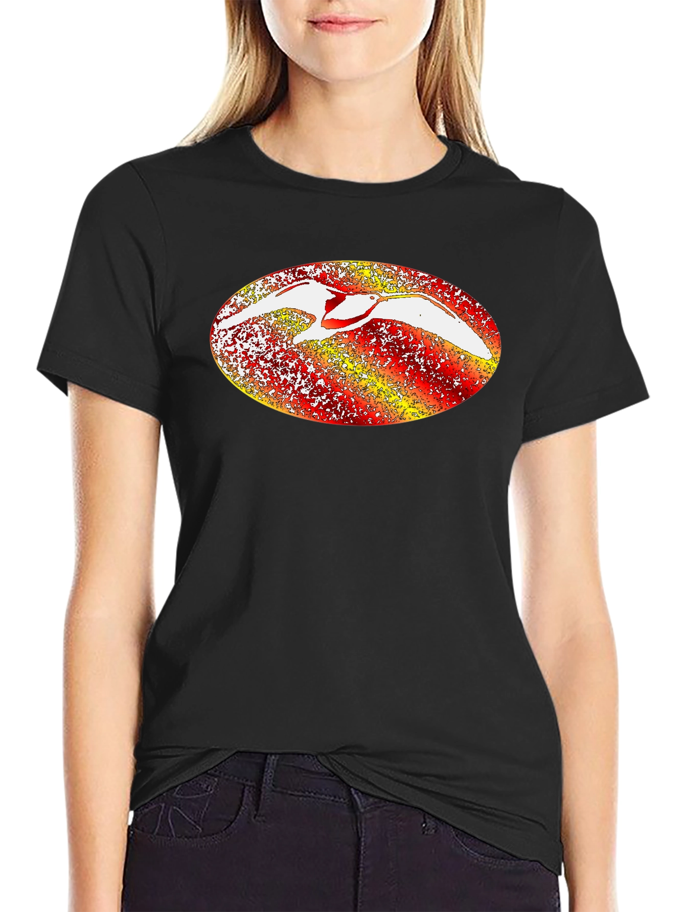 Abstract Bird Graphic Tee - Black