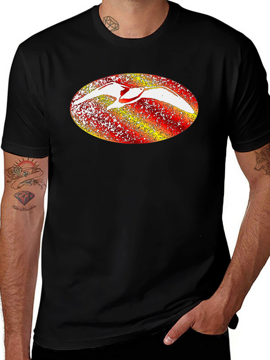 Abstract Bird Graphic Tee - Black