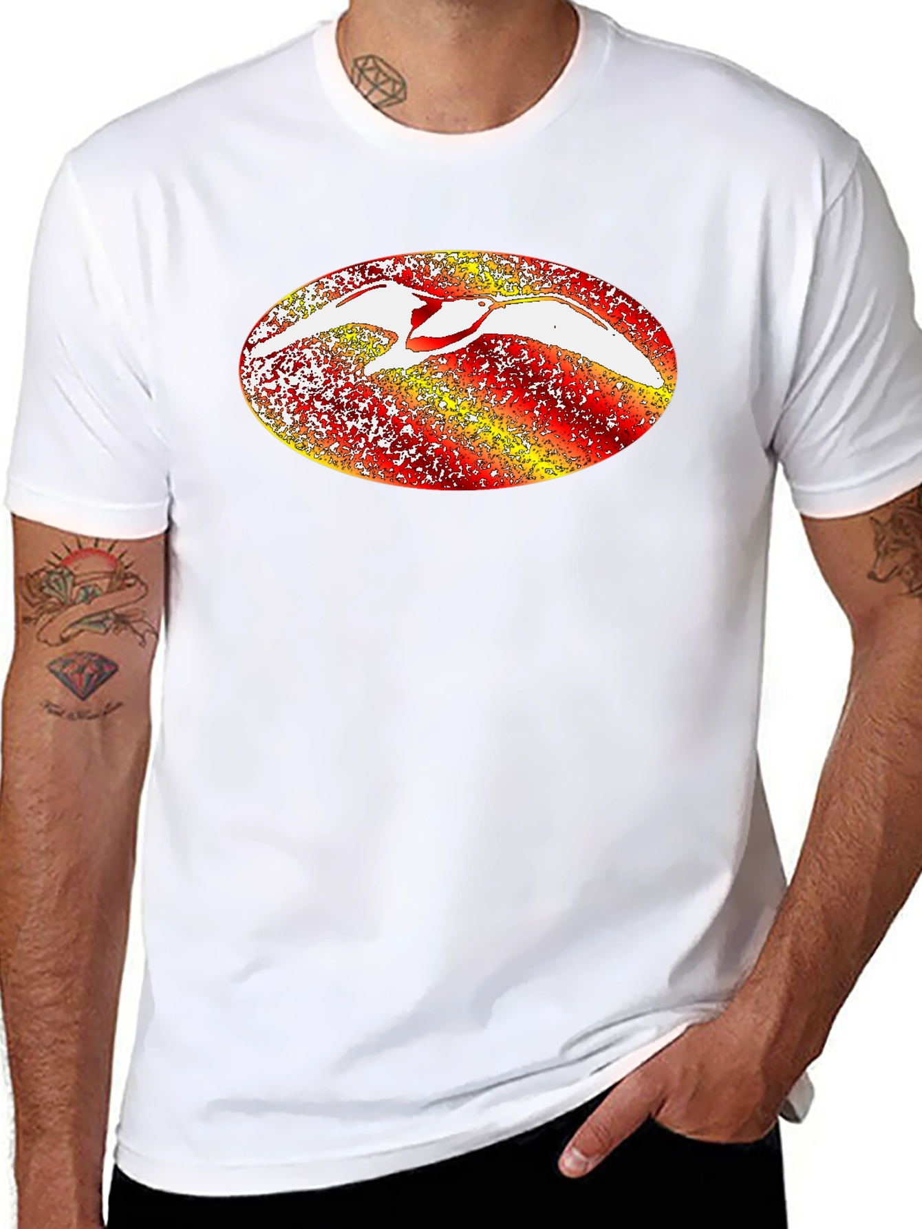 Abstract Bird Graphic Tee - Black