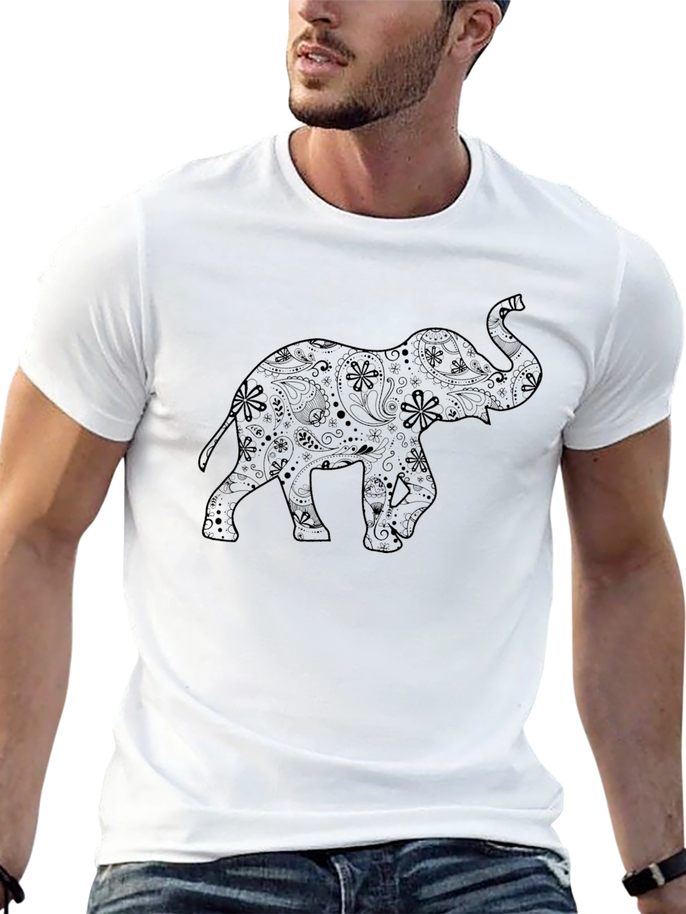 Black Elephant Paisley Graphic Tee