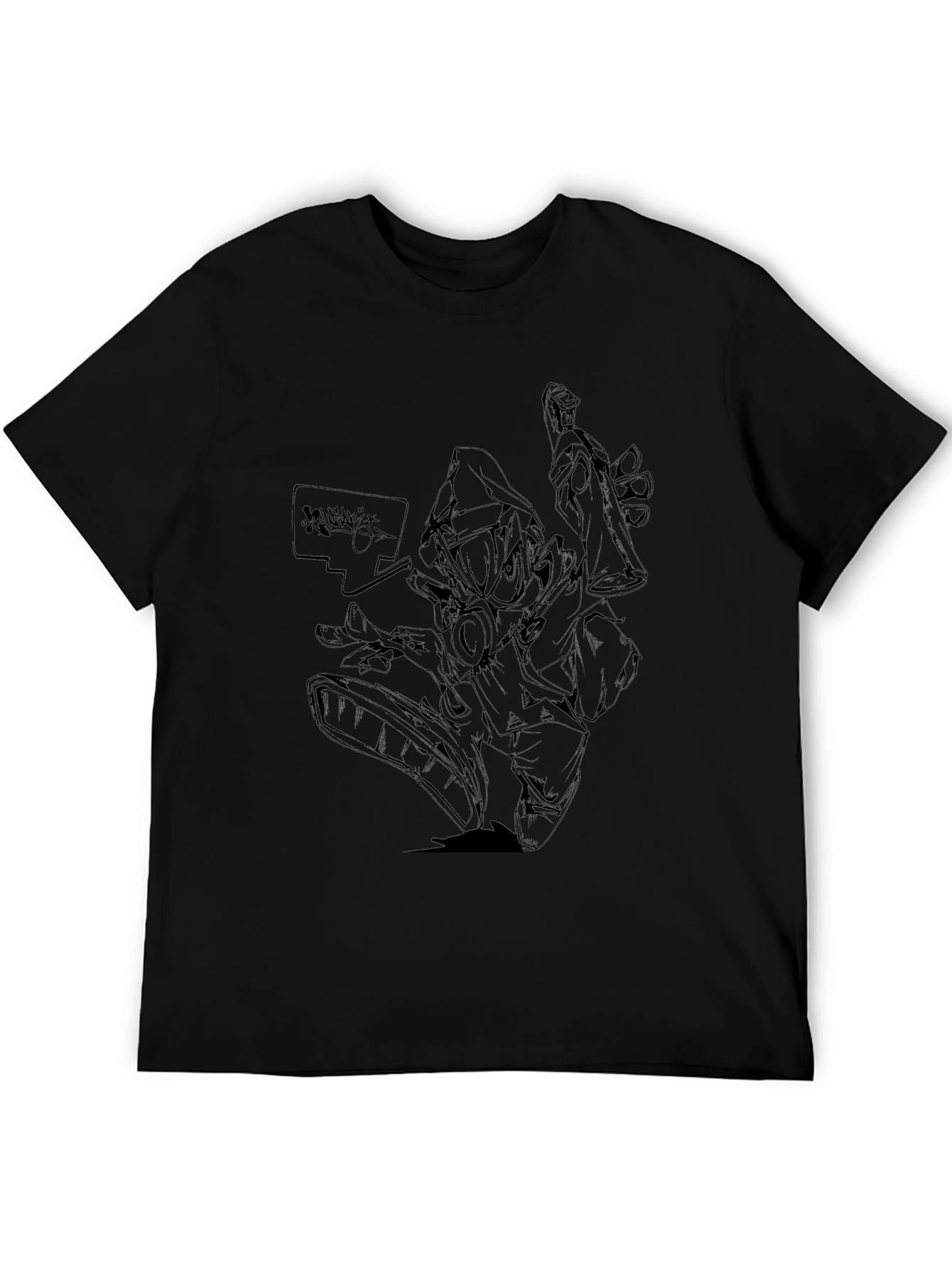 Graphic Print Black Tee
