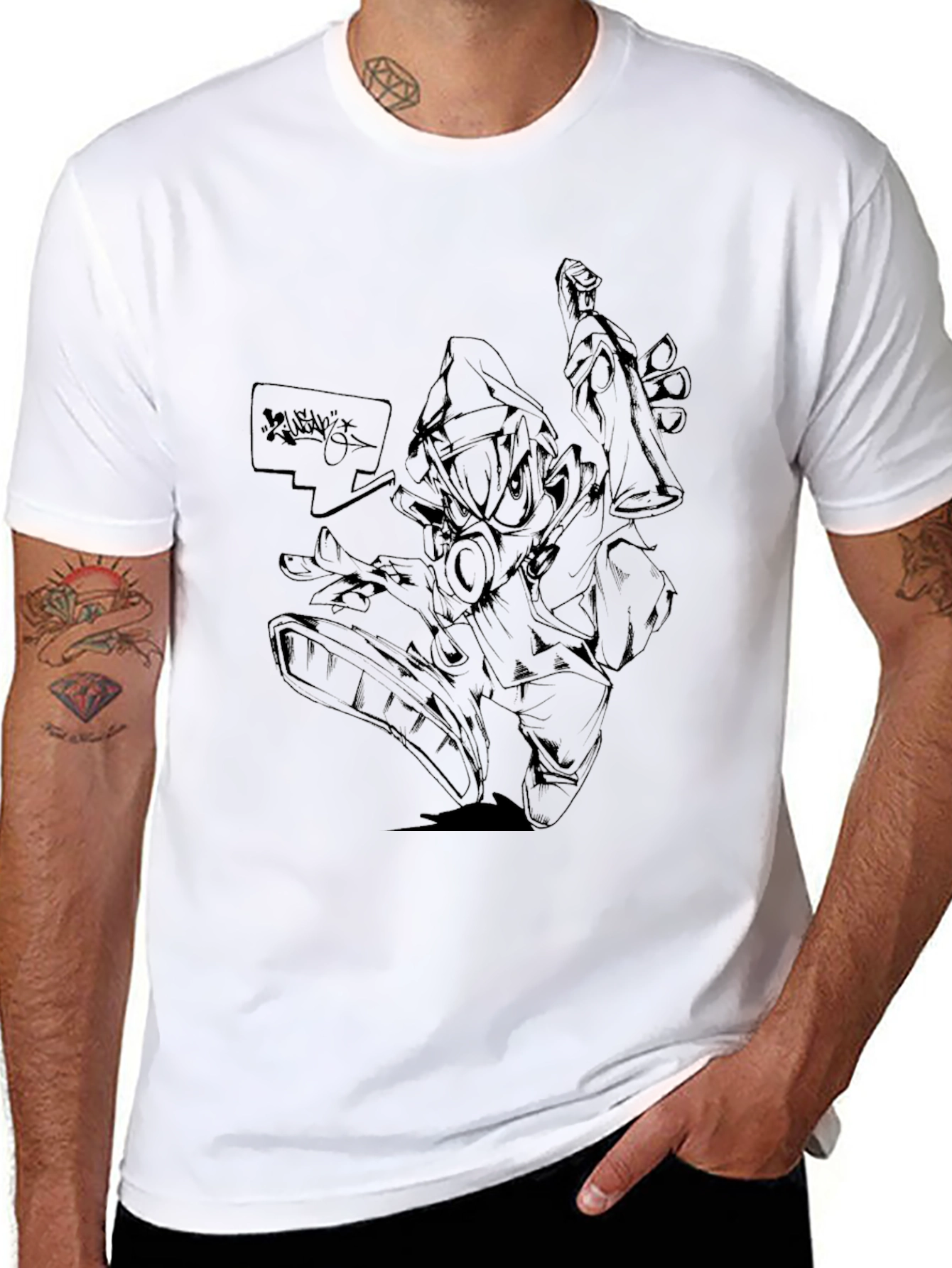 Graphic Print Black Tee
