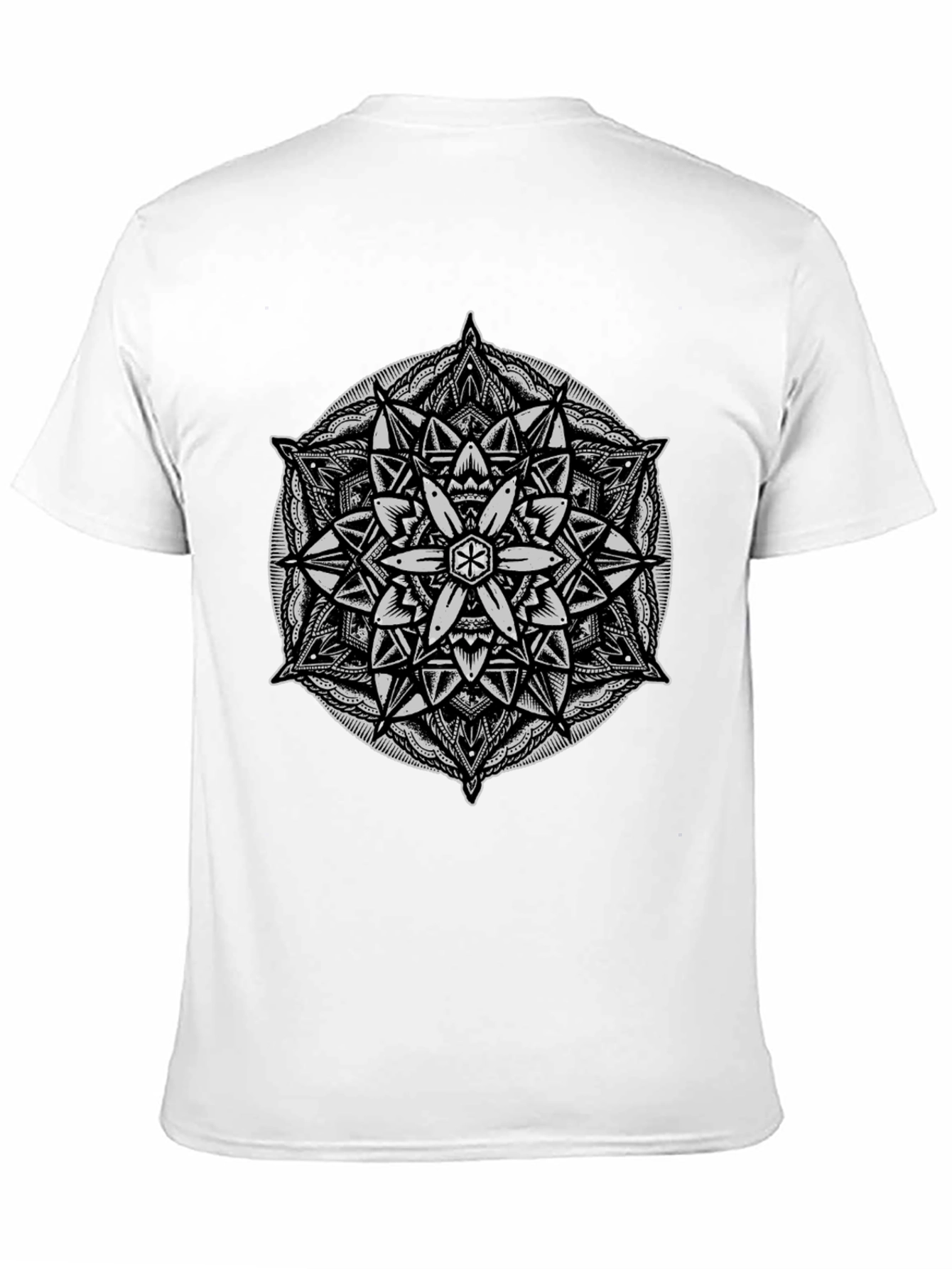 Geometric Mandala Graphic Tee - Black