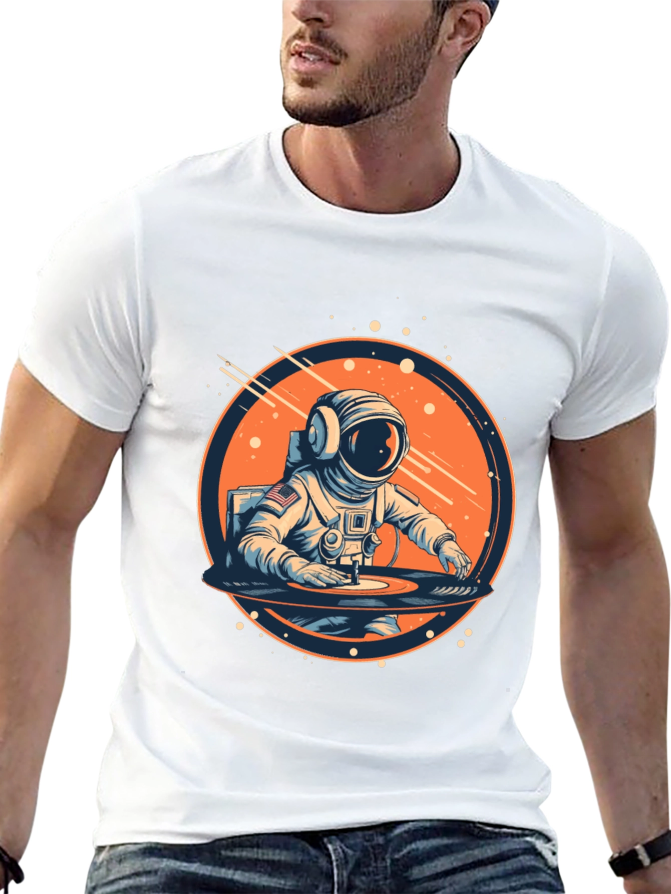Astronaut DJ Black Graphic Tee