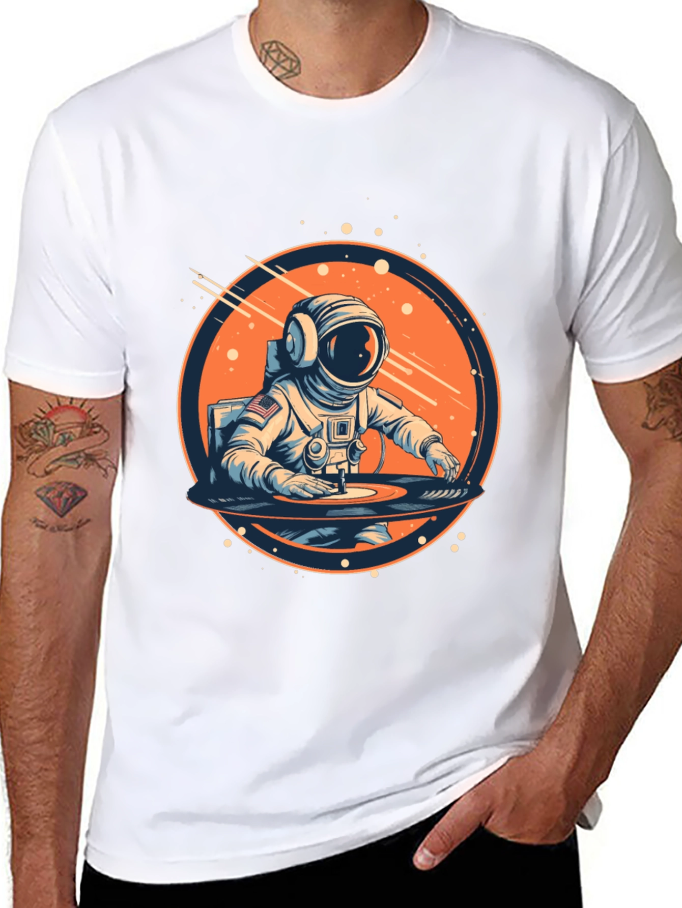 Astronaut DJ Black Graphic Tee