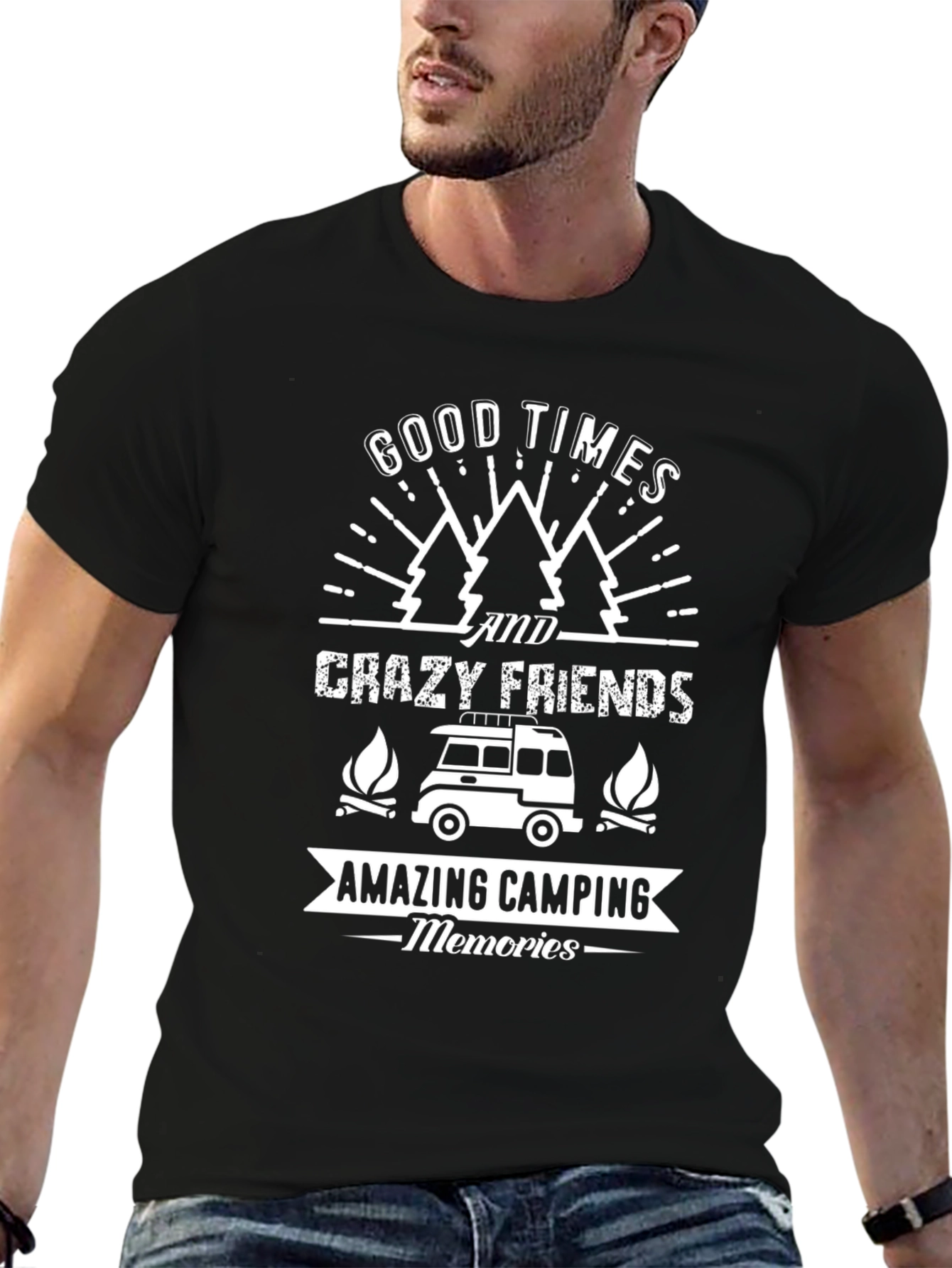 Good Times & Crazy Friends Camping Memories T-Shirt