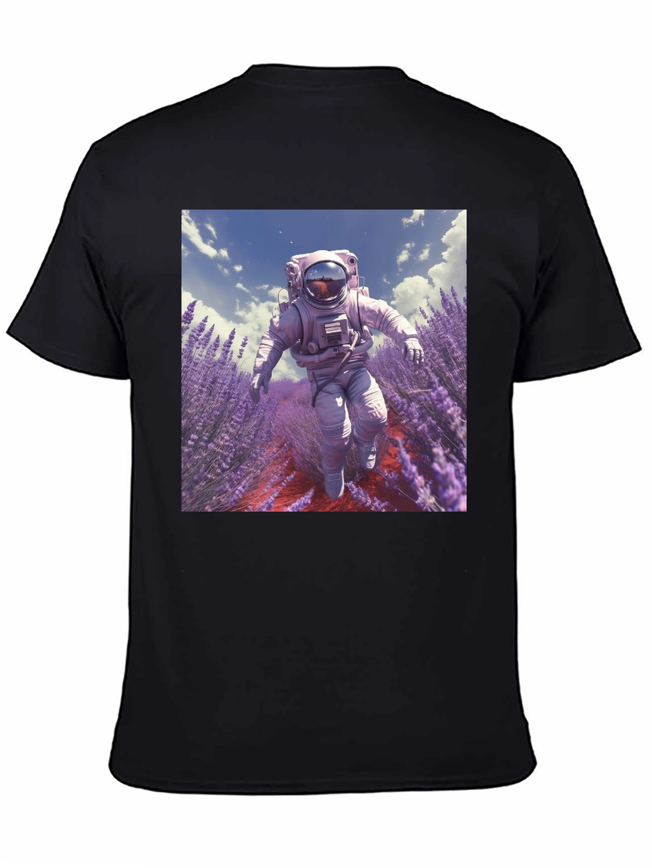 Astronaut Lavender Field T-Shirt - Unique Graphic Tee