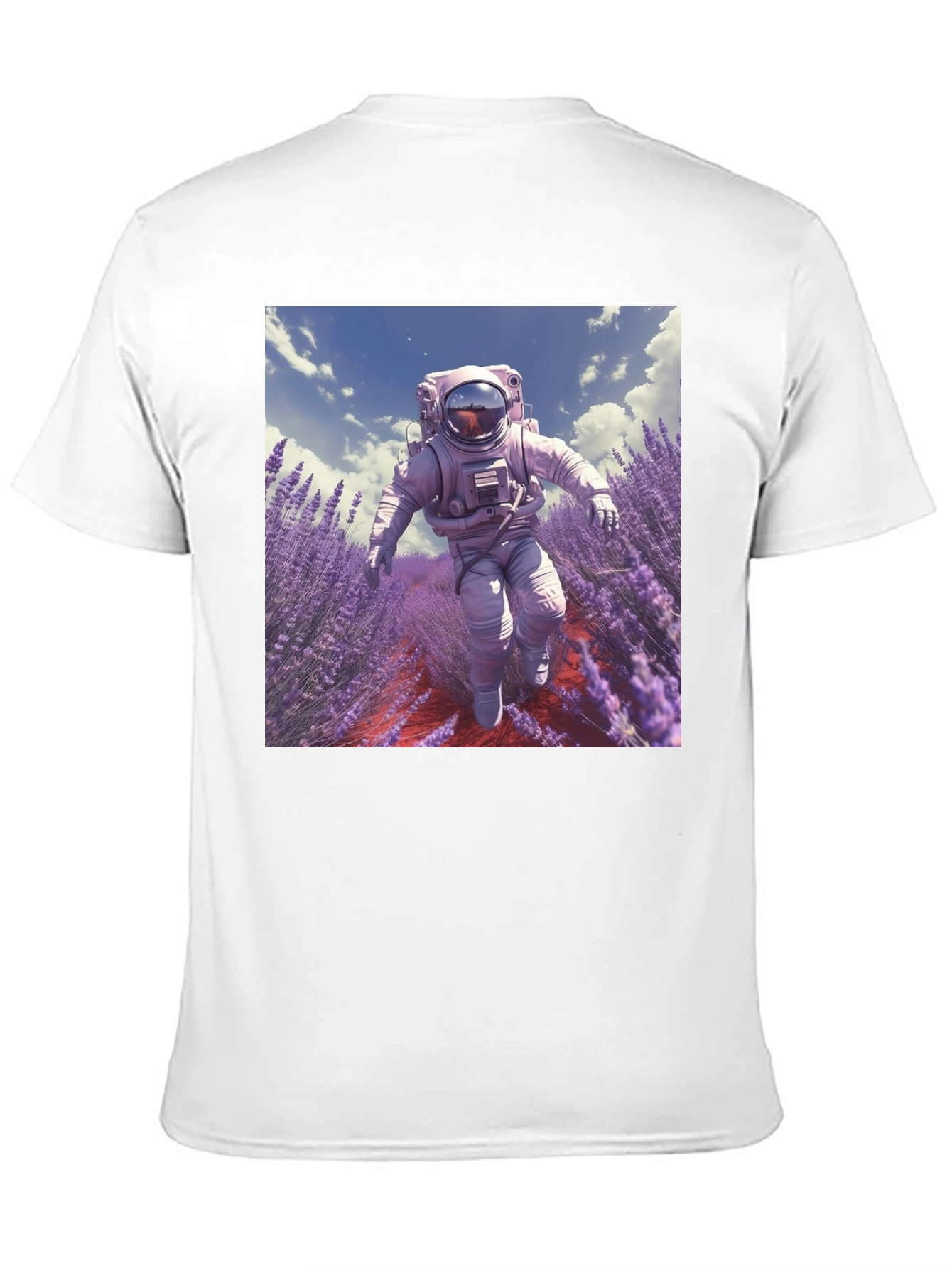 Astronaut Lavender Field T-Shirt - Unique Graphic Tee