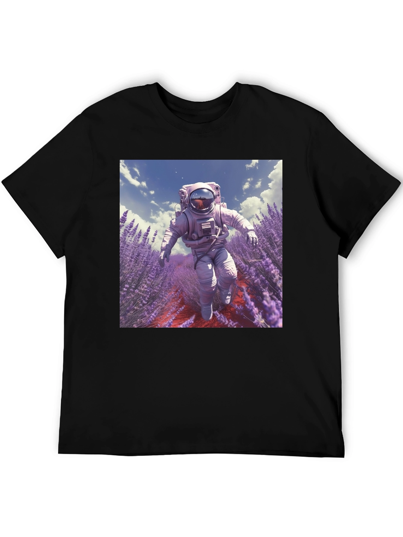 Astronaut Lavender Field T-Shirt - Unique Graphic Tee