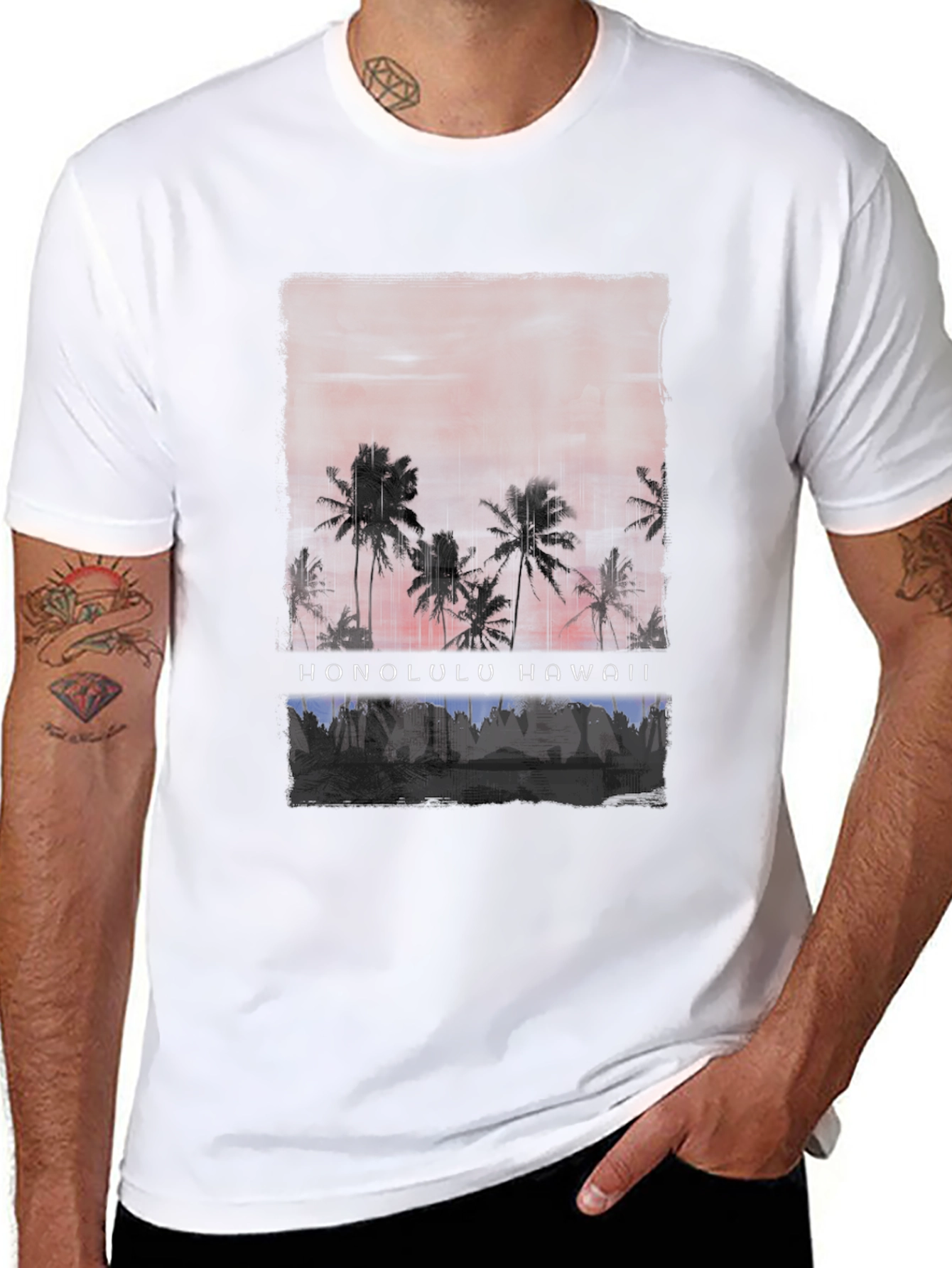 Honolulu Hawaii Palm Tree Graphic T-Shirt