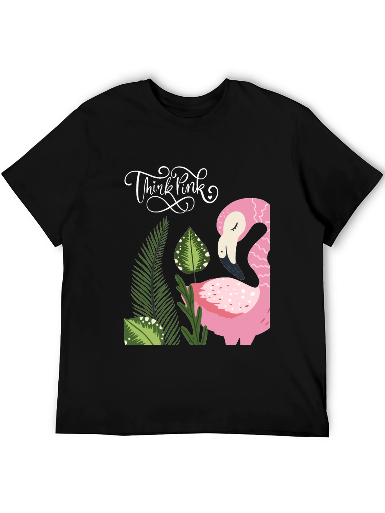 Think Pink Flamingo Graphic Tee - Casual Style
