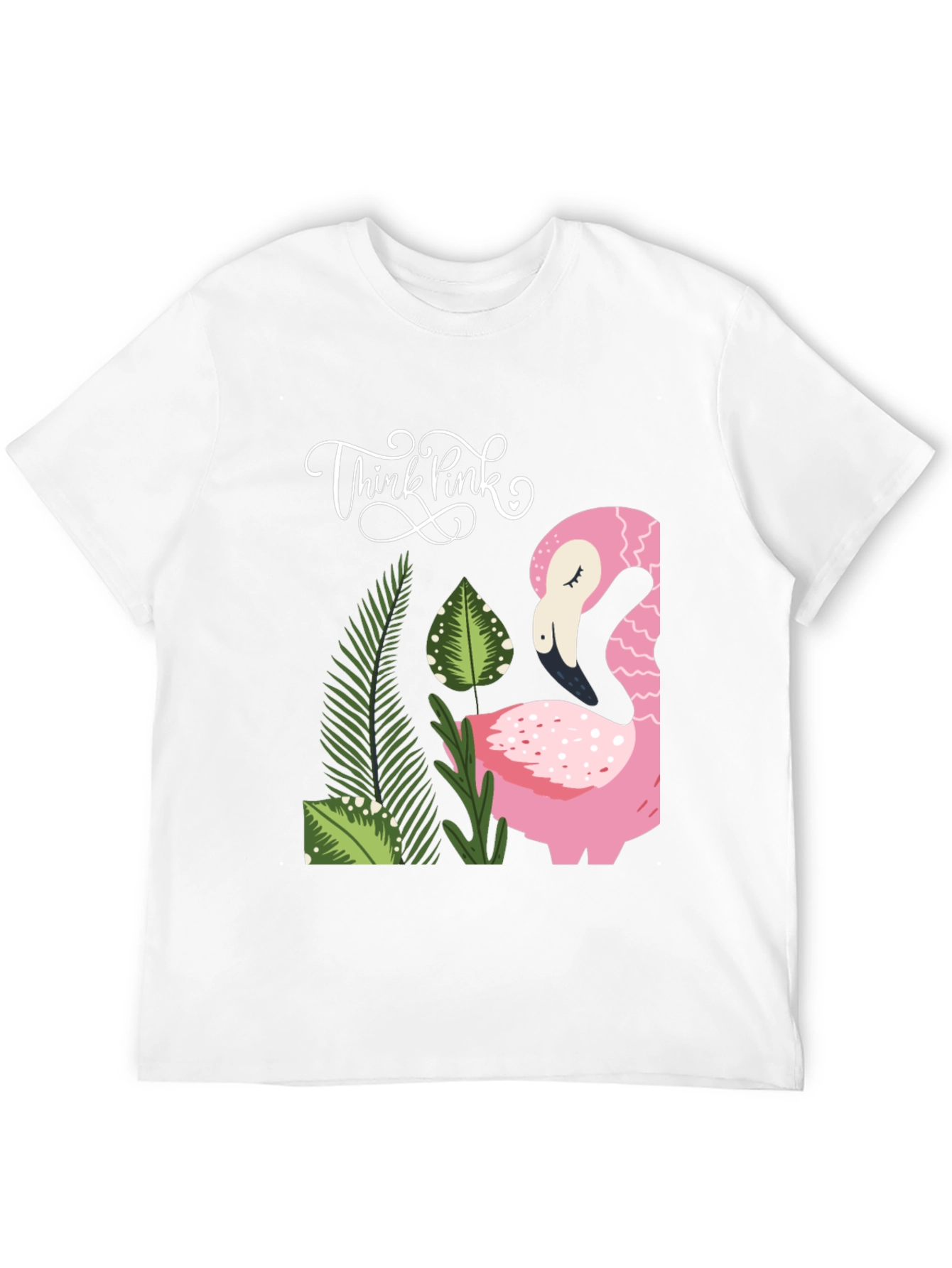 Think Pink Flamingo Graphic Tee - Casual Style