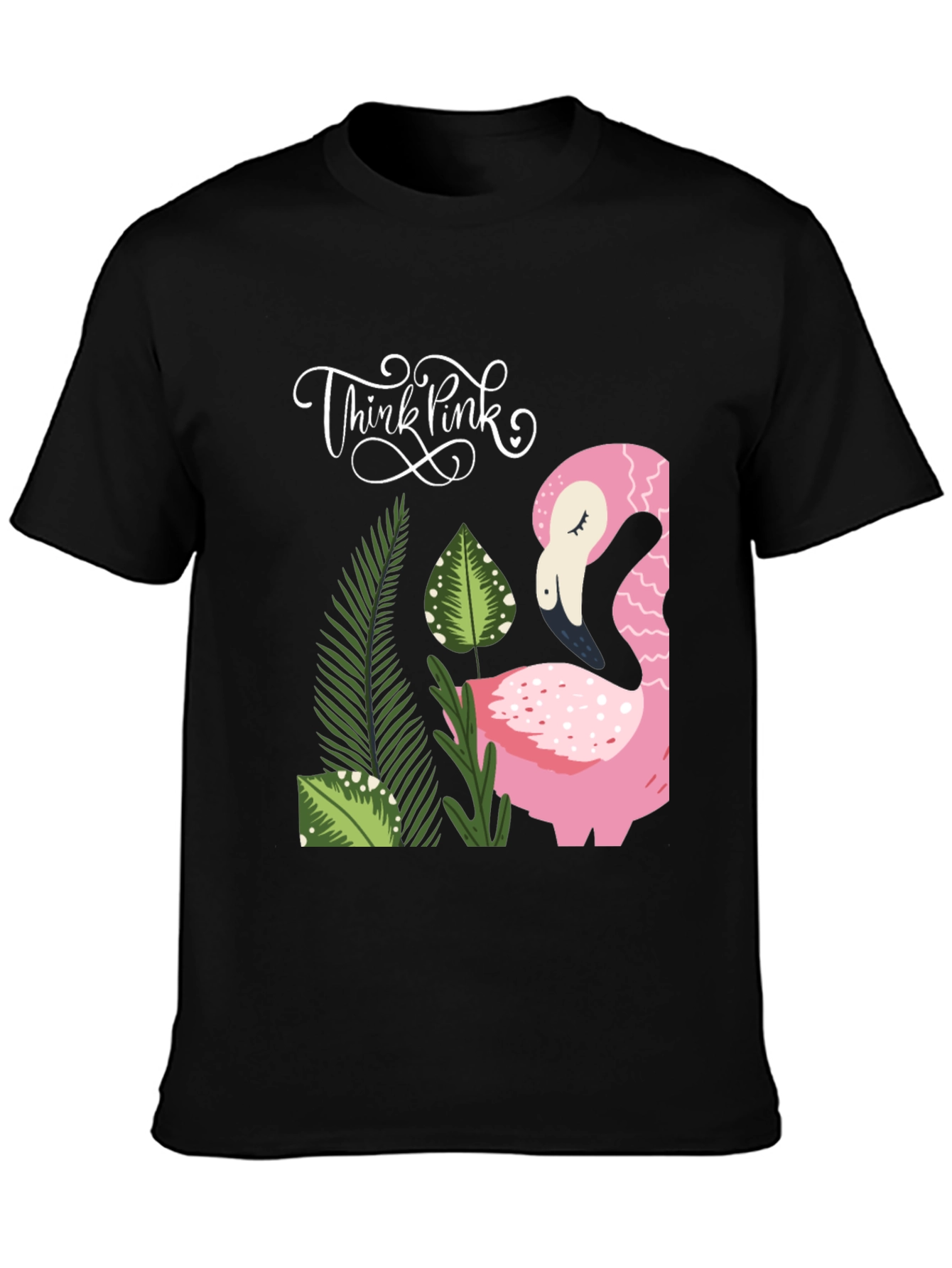 Think Pink Flamingo Graphic Tee - Casual Style