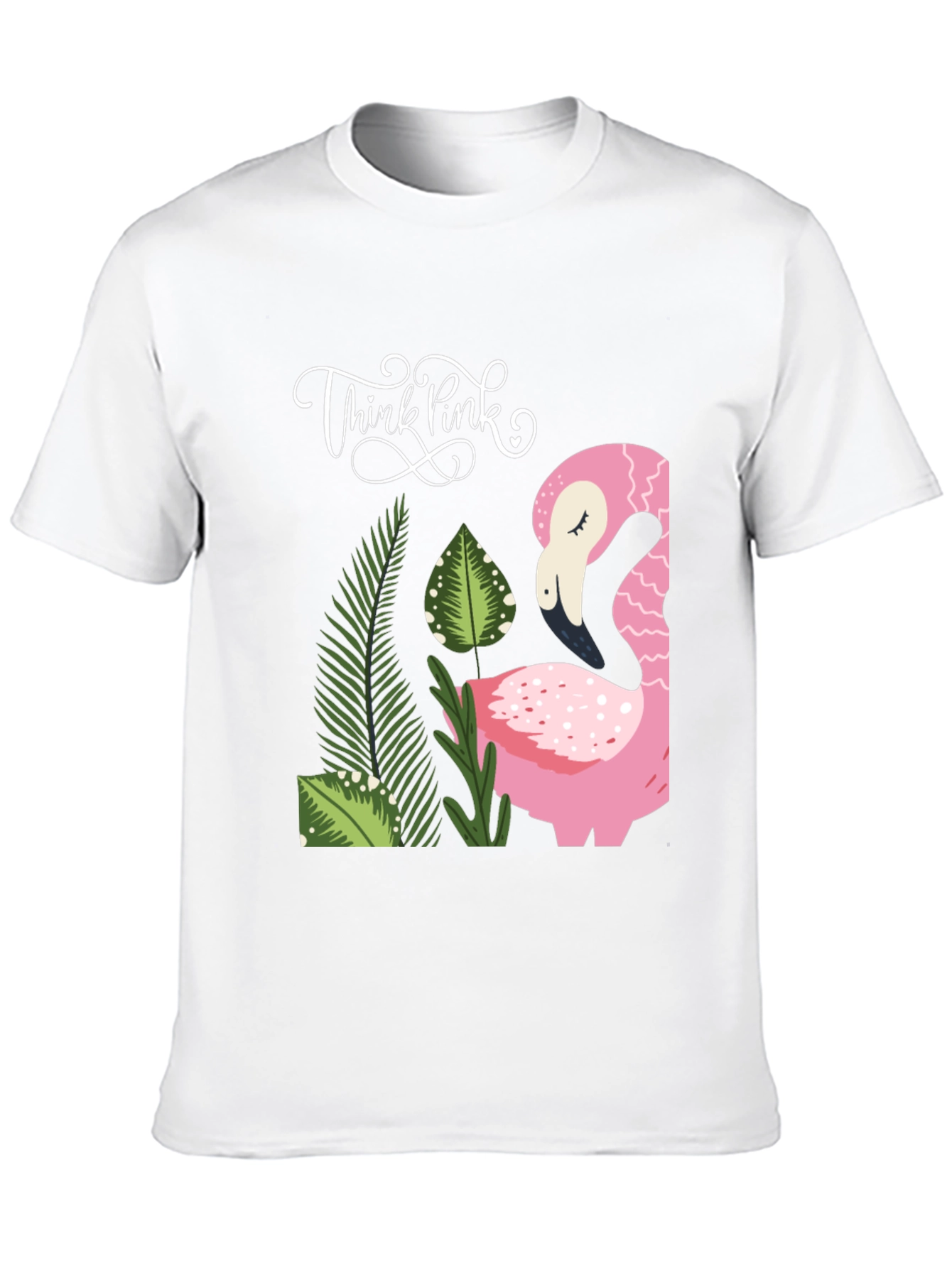 Think Pink Flamingo Graphic Tee - Casual Style
