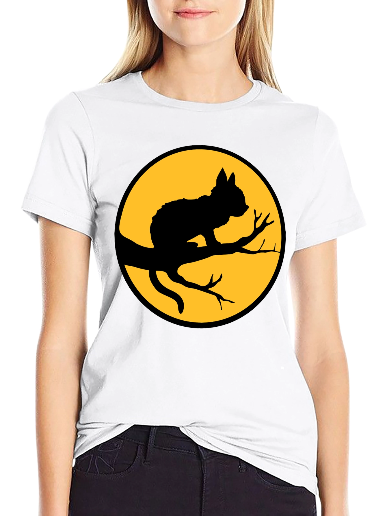 Black Cat Silhouette T-Shirt