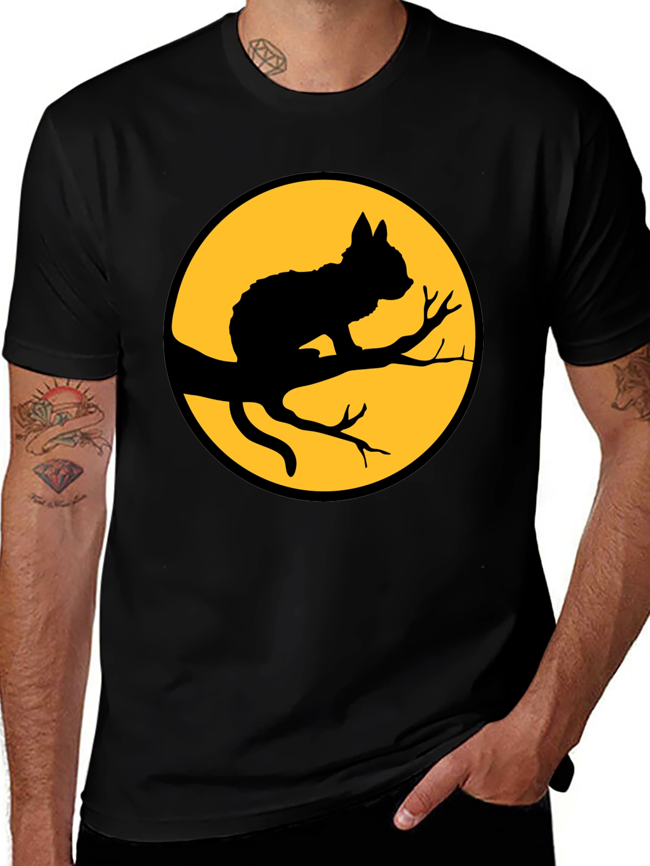 Black Cat Silhouette T-Shirt