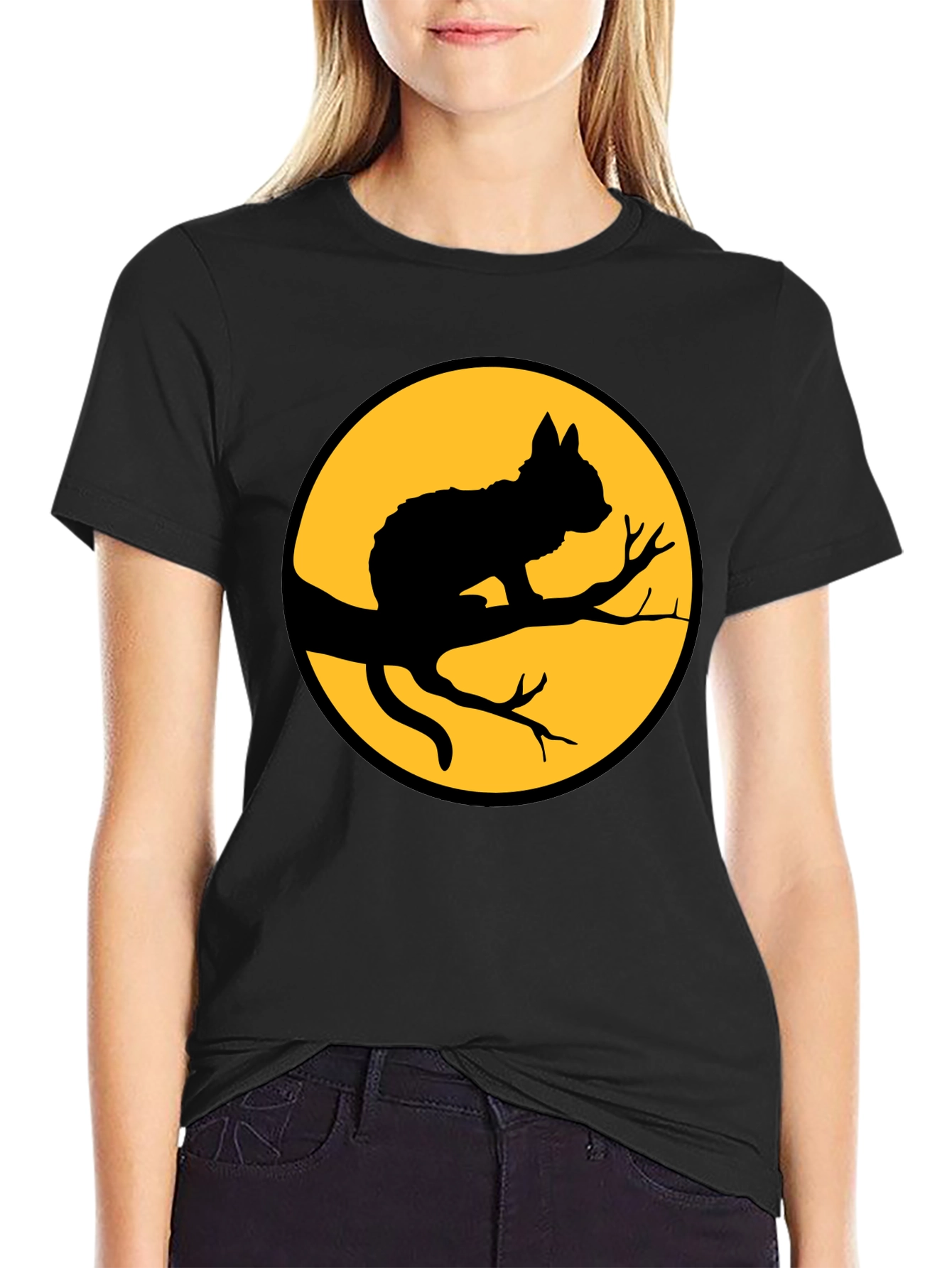 Black Cat Silhouette T-Shirt