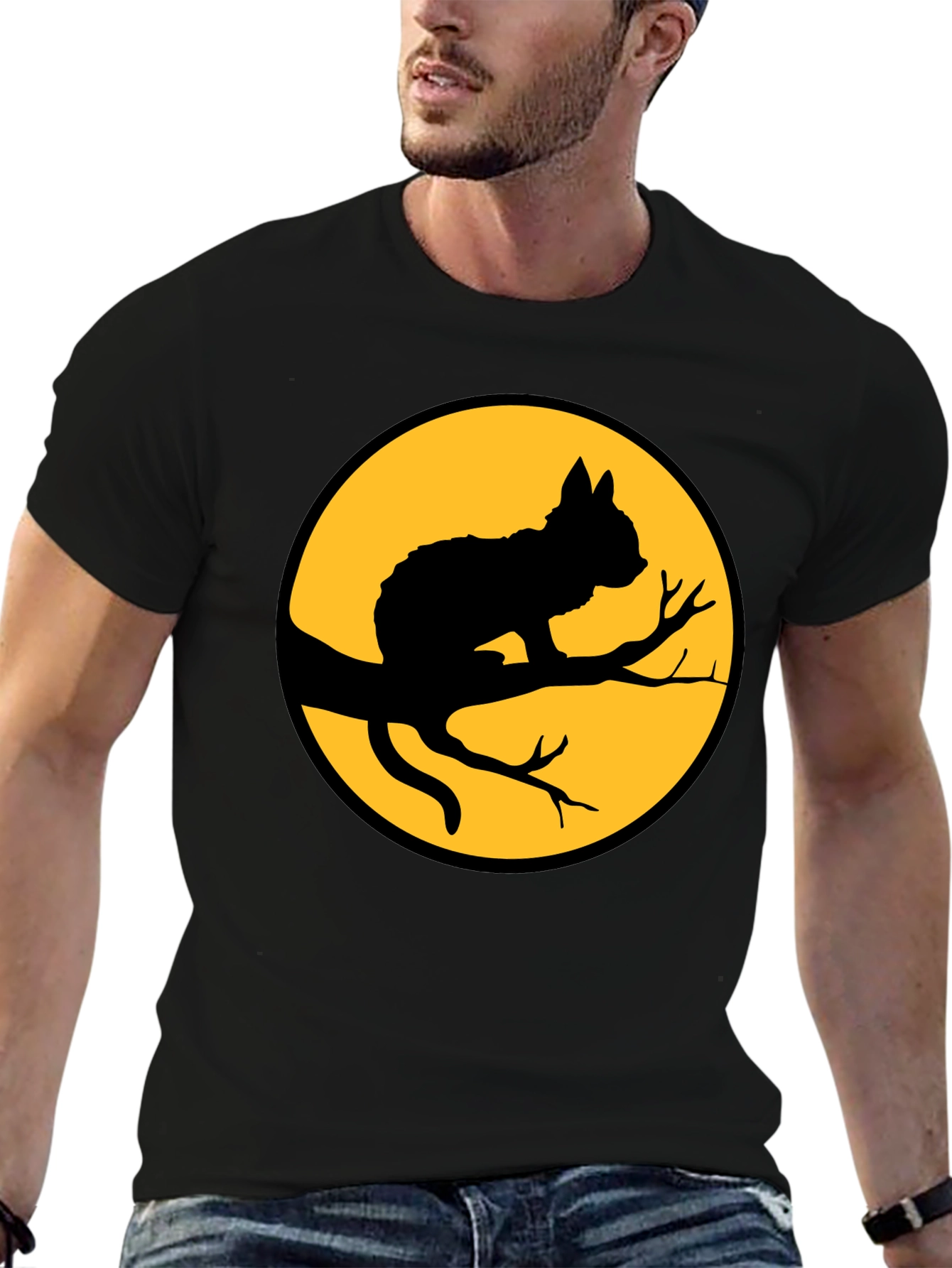 Black Cat Silhouette T-Shirt