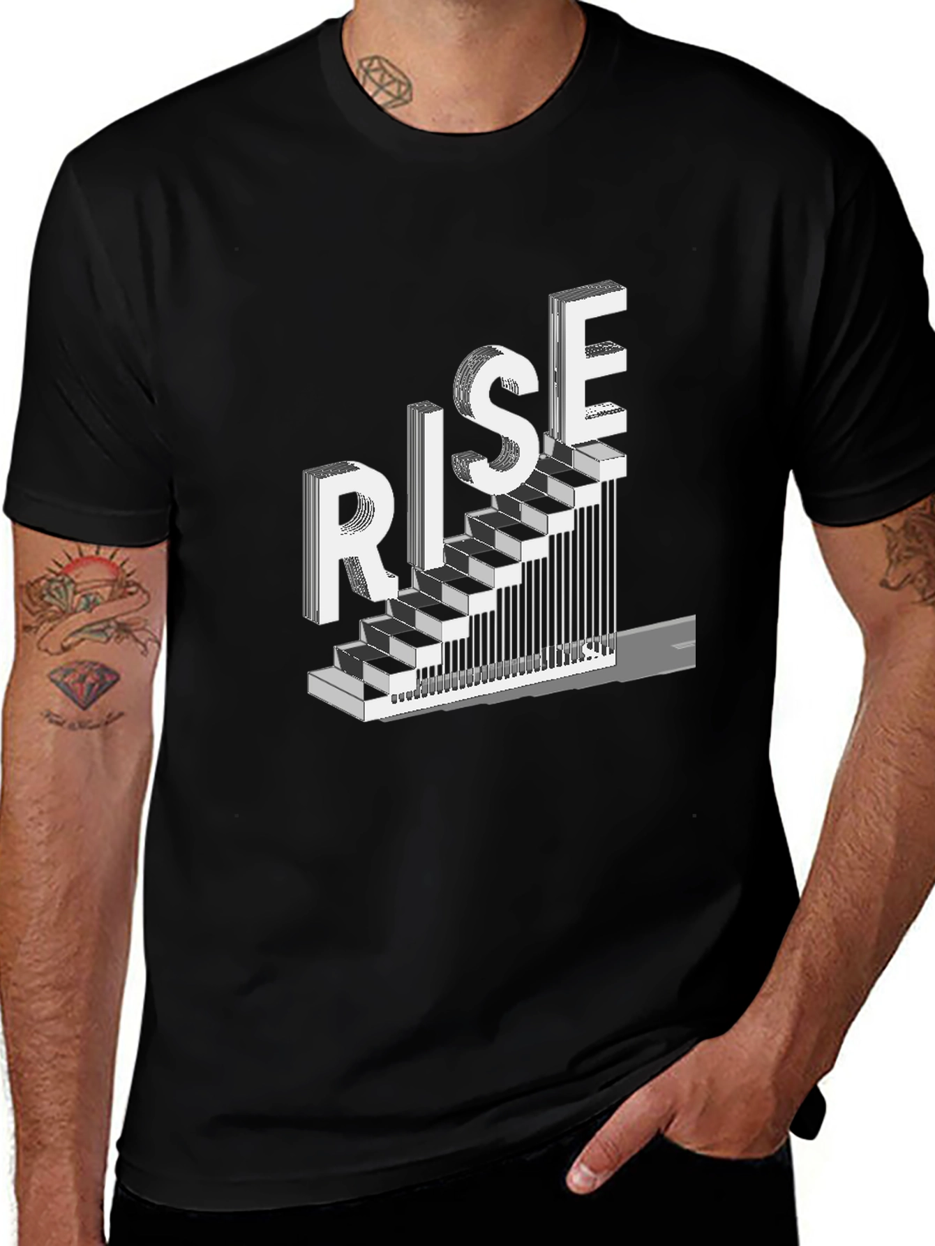 Rise Graphic Tee - Motivational Staircase Design