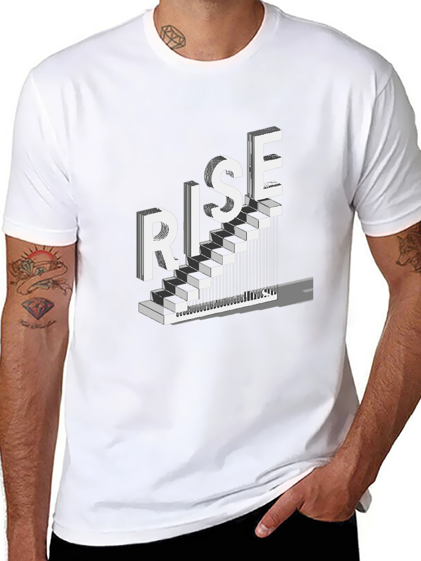 Rise Graphic Tee - Motivational Staircase Design