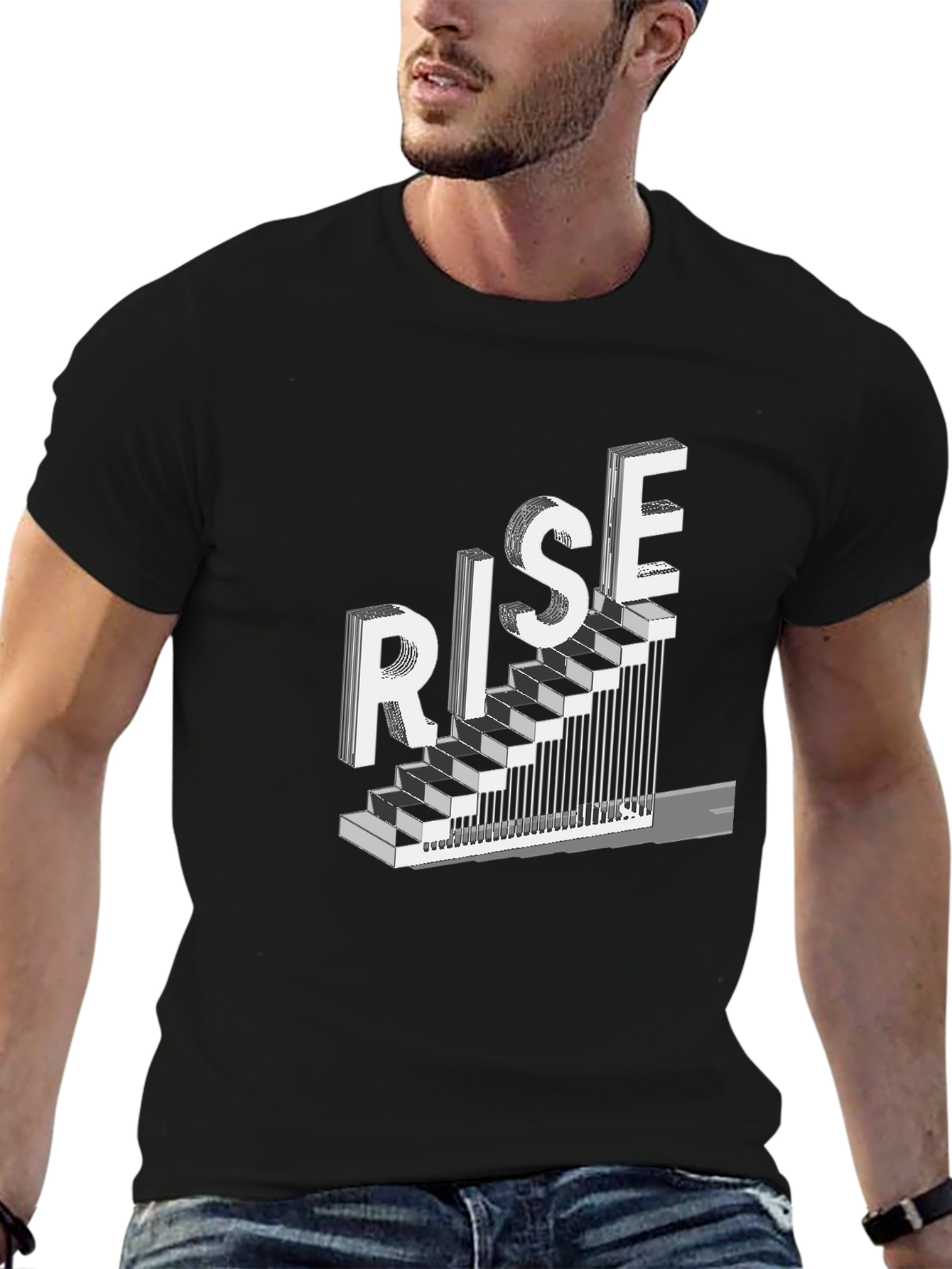 Rise Graphic Tee - Motivational Staircase Design