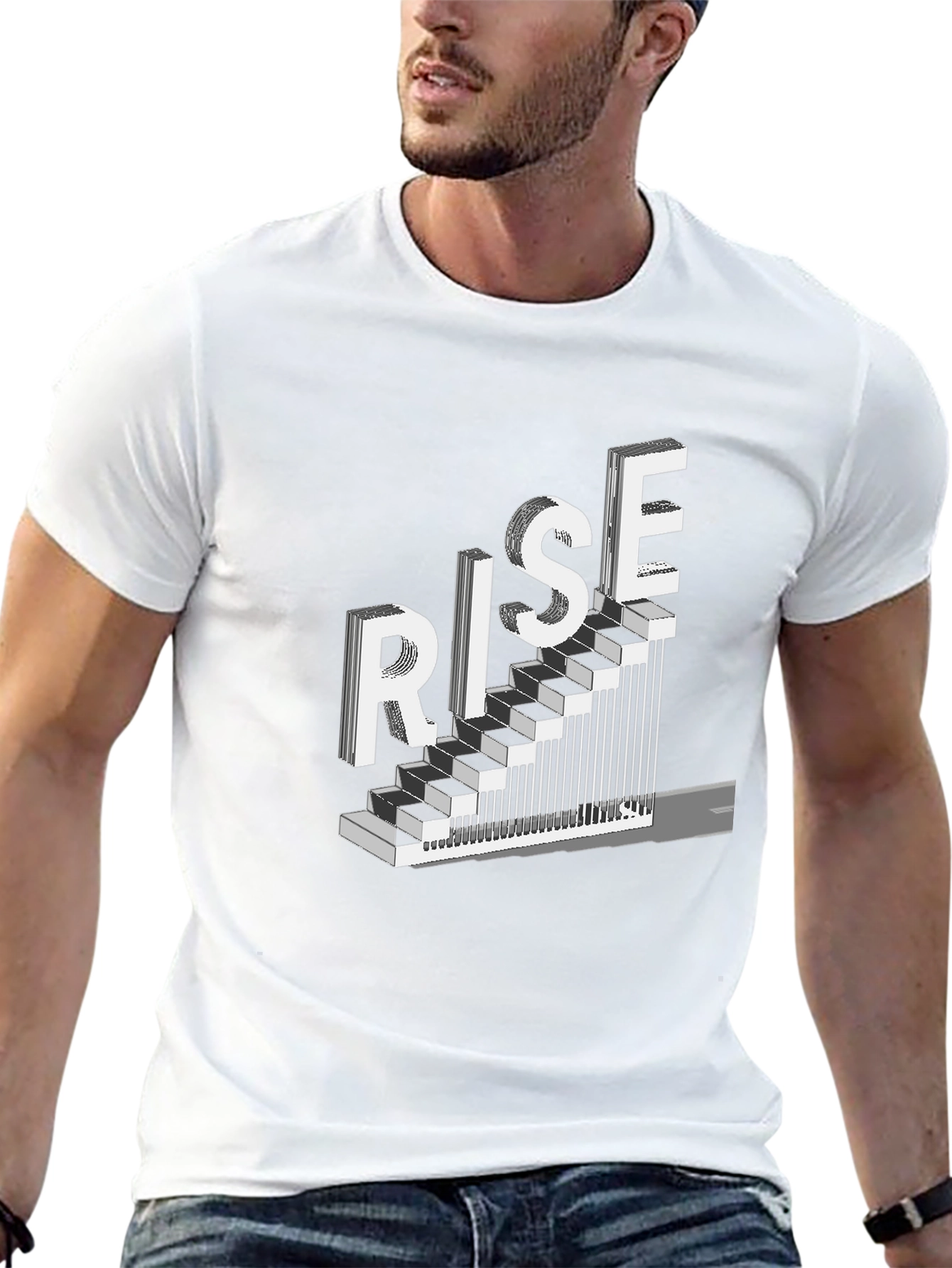 Rise Graphic Tee - Motivational Staircase Design