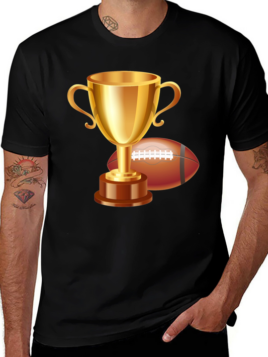 Trophy & Football Graphic T-Shirt - Black