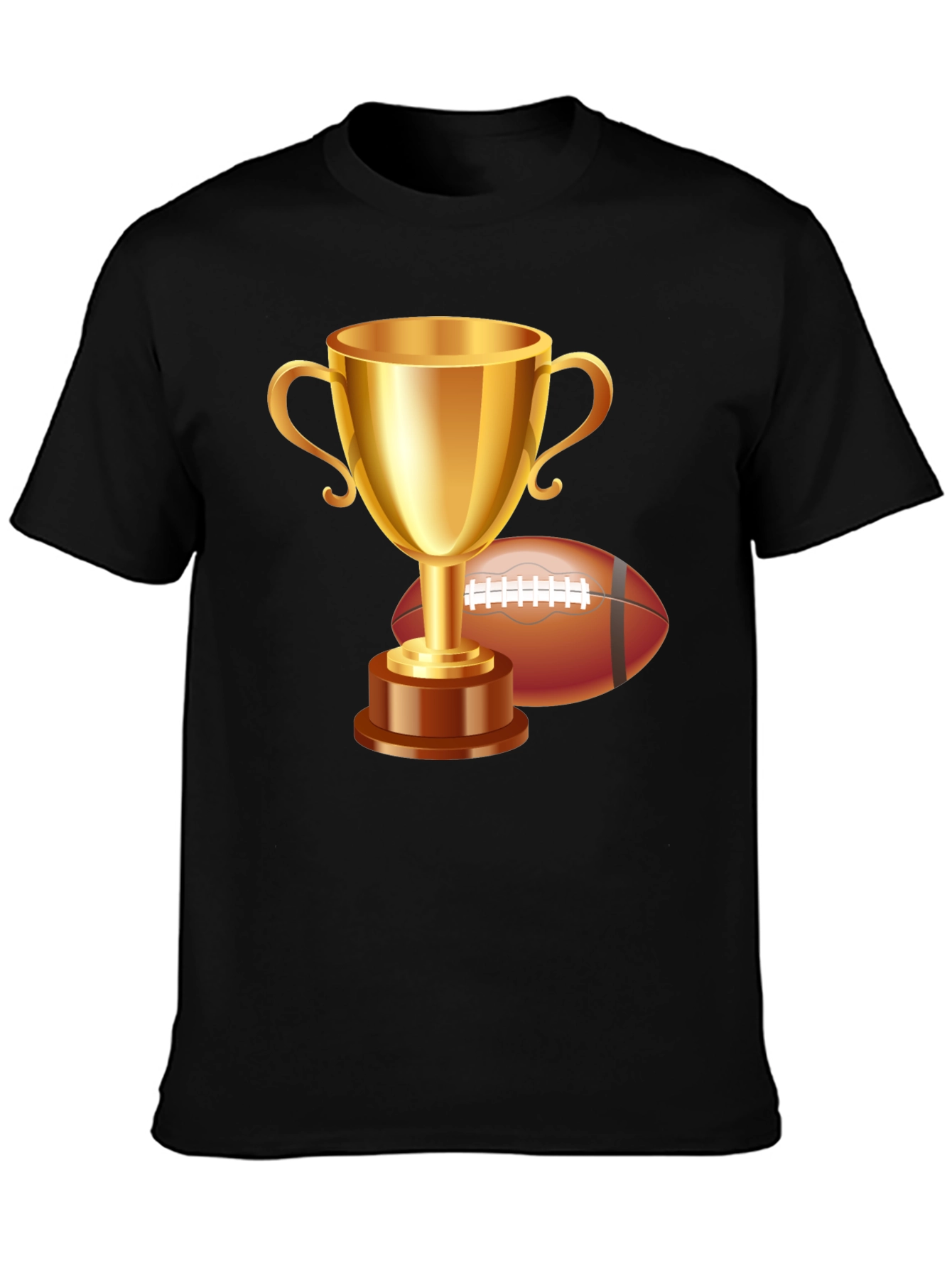 Trophy & Football Graphic T-Shirt - Black
