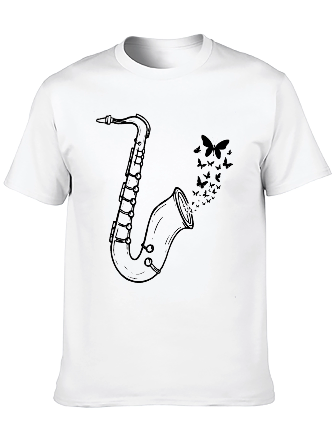 Saxophone & Butterflies Graphic Tee - Black